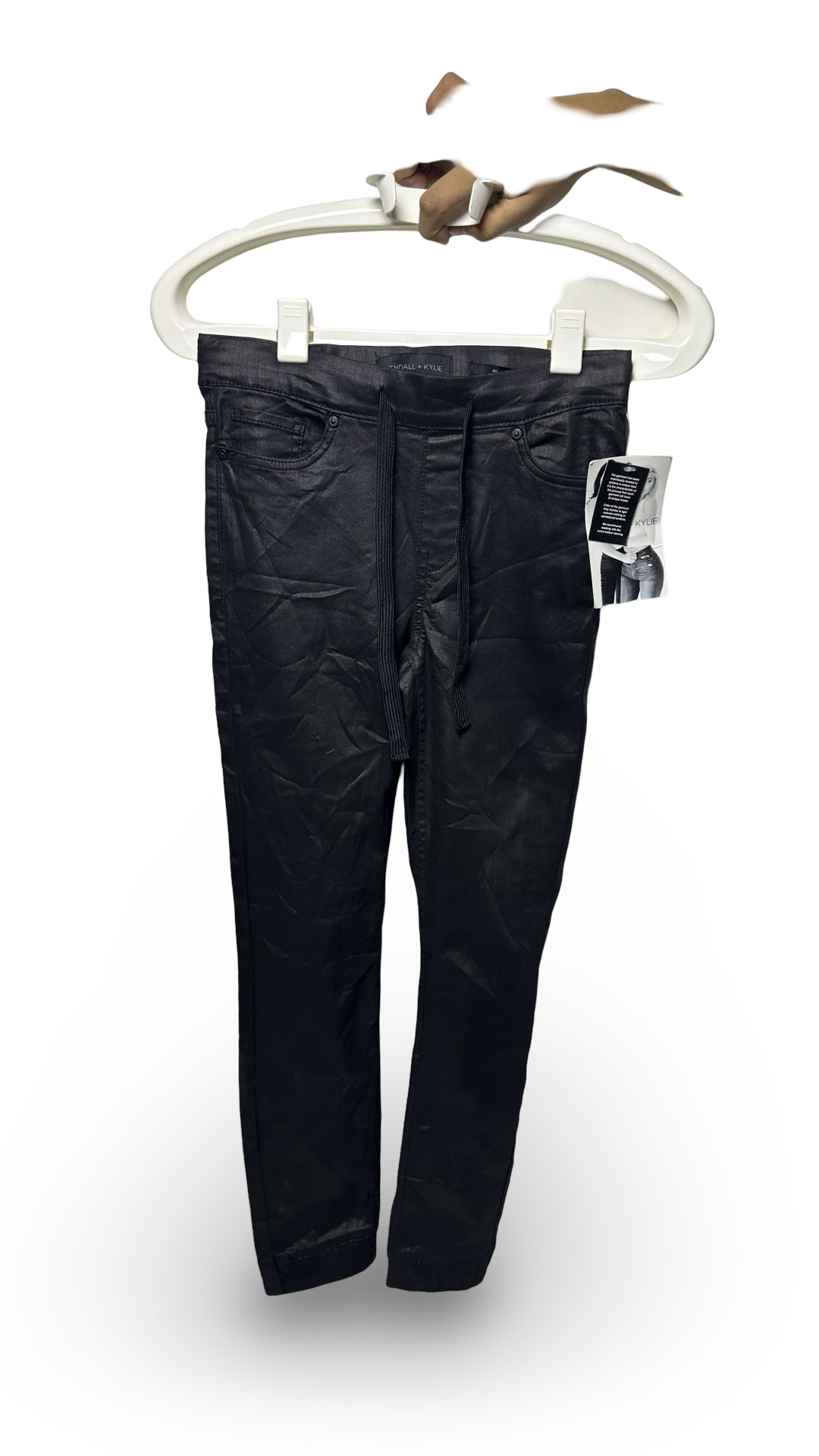 Kendall + Kylie The Jogger Coated Black Jeans Size XS Gathered Bottom