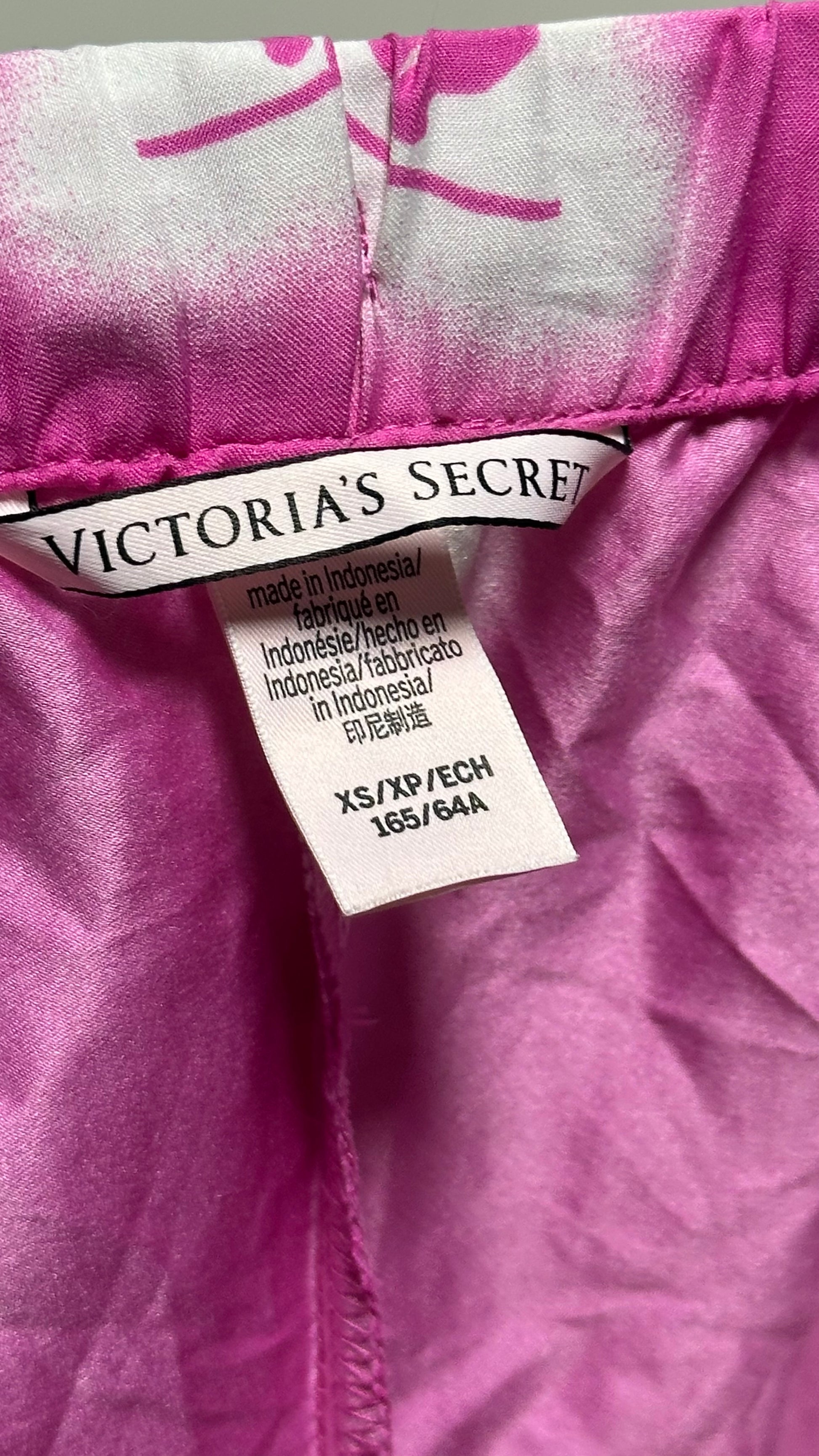 Victoria's Secret Satin Pajama Lounge Pink Rose PJ Sleep Pants Size XSmall
