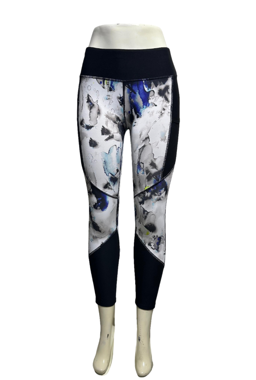 Layer 8 Full Length Mid Rise Athletic Yoga Performance Leggings Blue Women