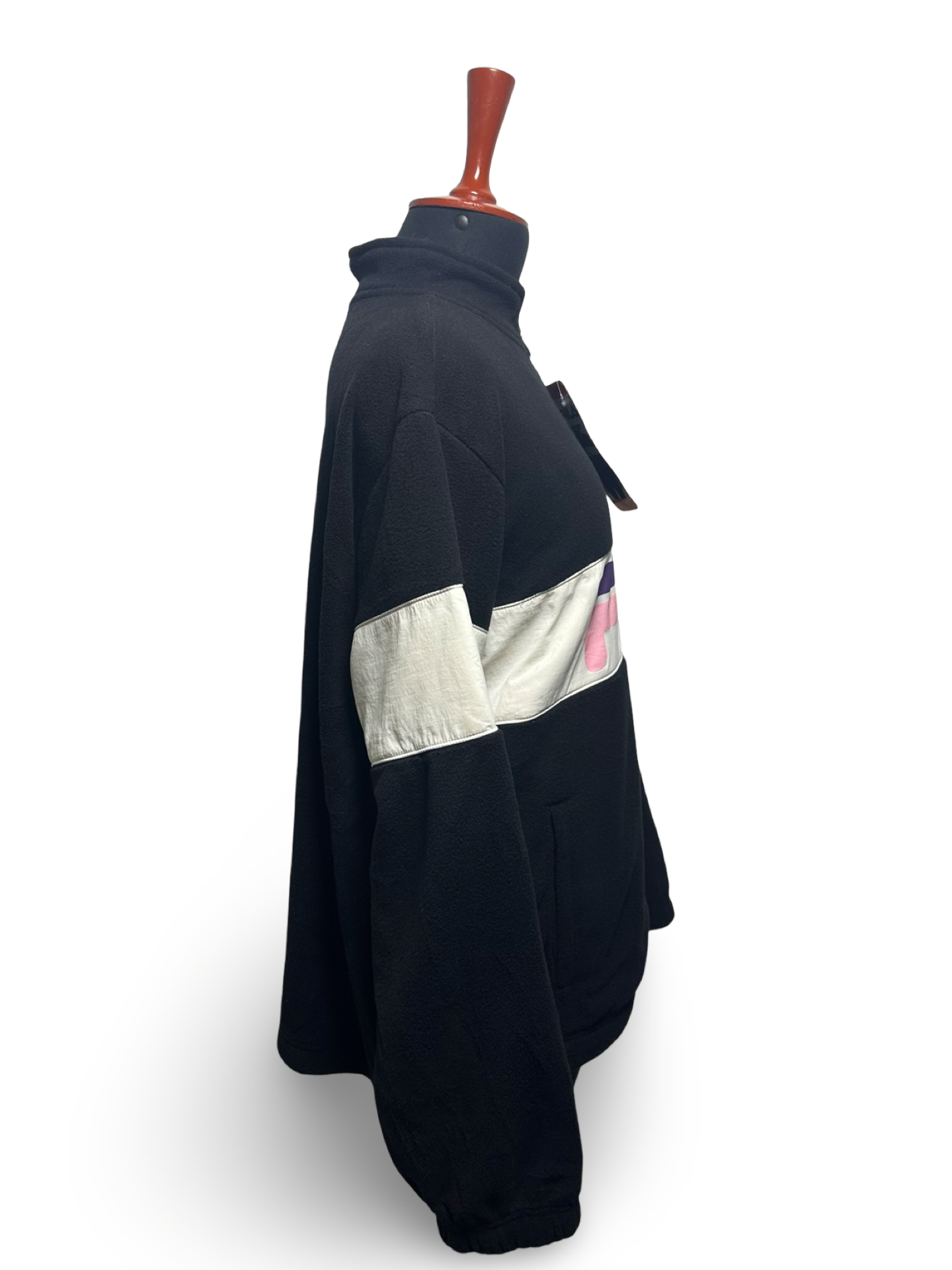 FILA Women's Athletic Polar Half Zip Fleece Jacket Black White With Tags
