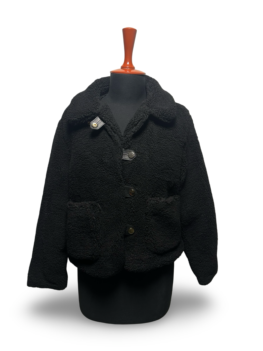 Zara jacket faux Sherpa shearling teddy coat black