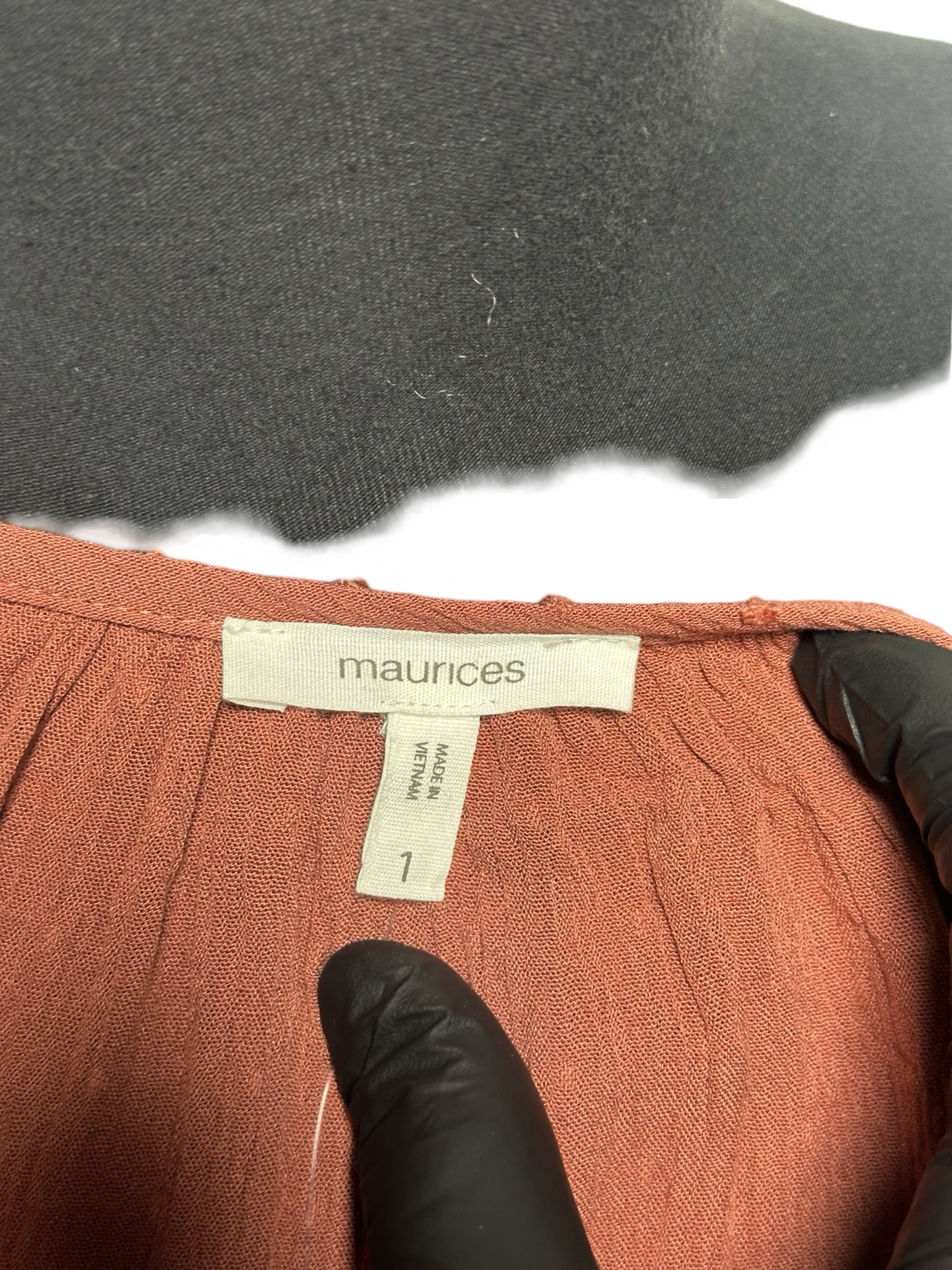 Maurices Flutter Sleeve Babydoll Top Rust Brown Swiss Dot Flowy