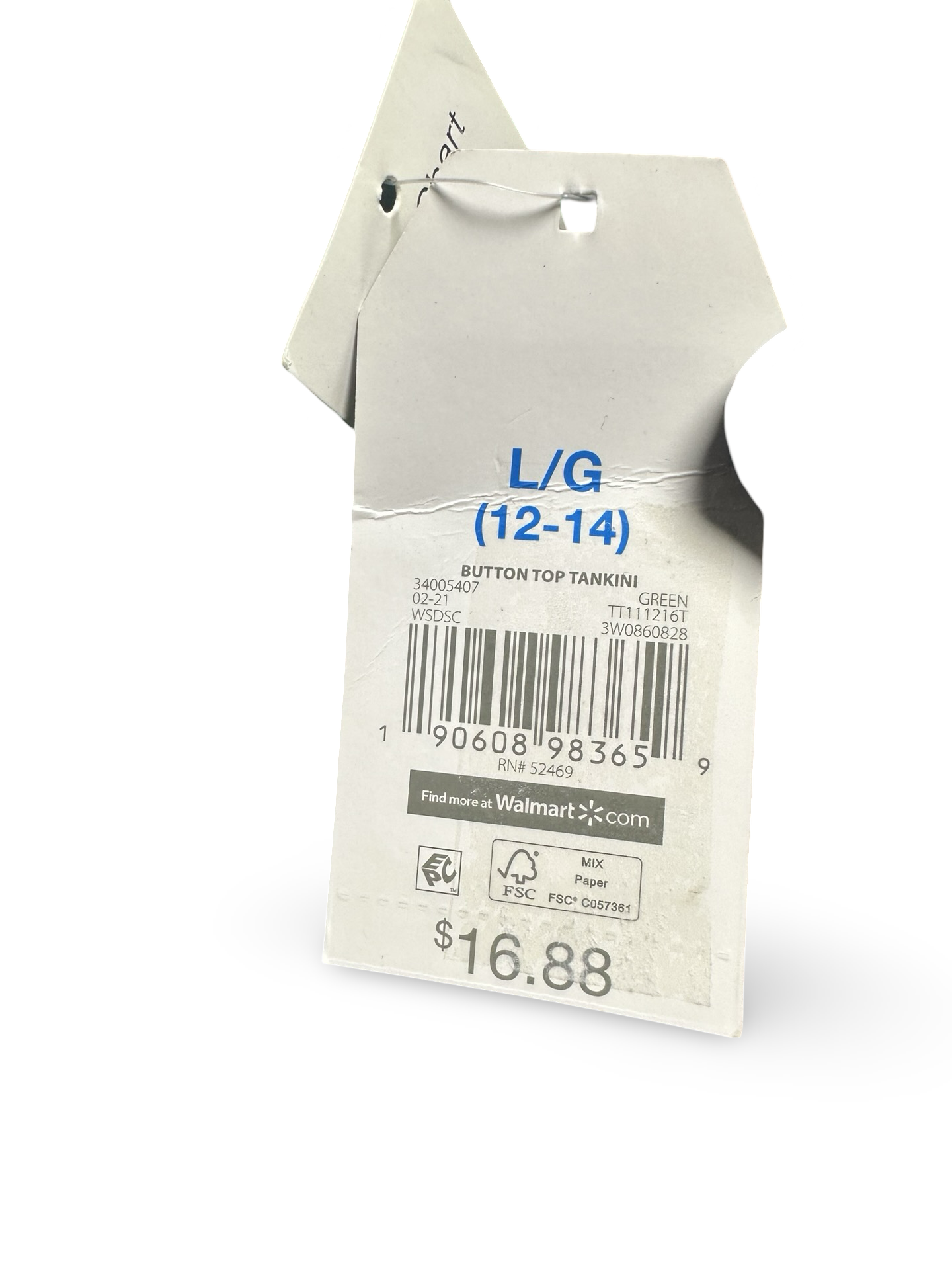 Time and Tru Women's Button Top Tankini Swimsuit Top Small