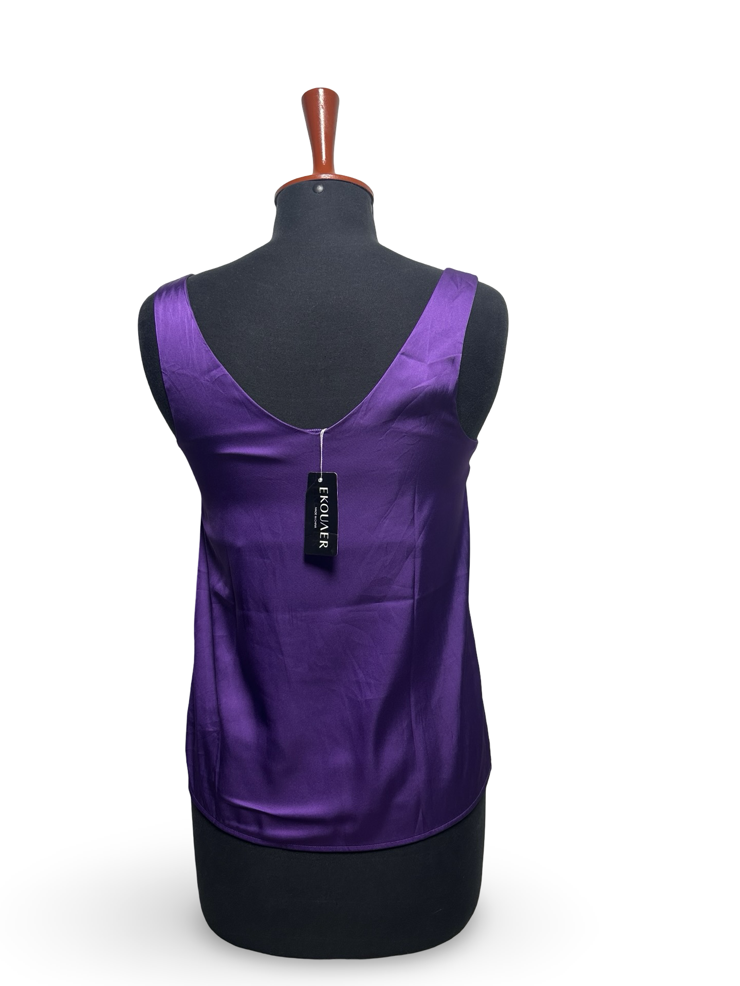 EKOUAER Satin Tank Tops for Women Loose Fit Sleeveless V Neck Blouses Shirt Top