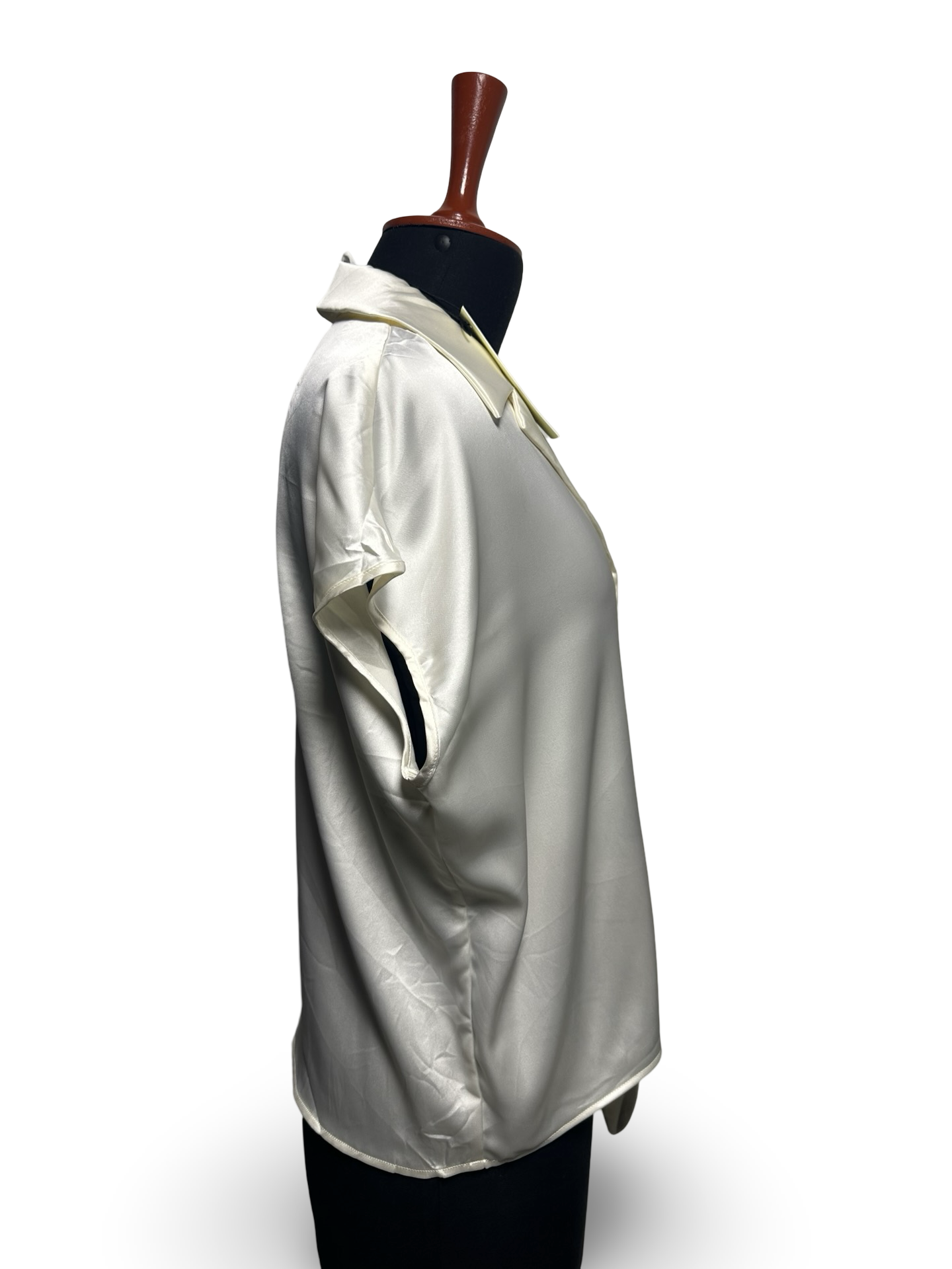 Rachel Zoe Crop Top Woman's Small Button Tie Beige Silky Cap Sleeve Blouse Shirt