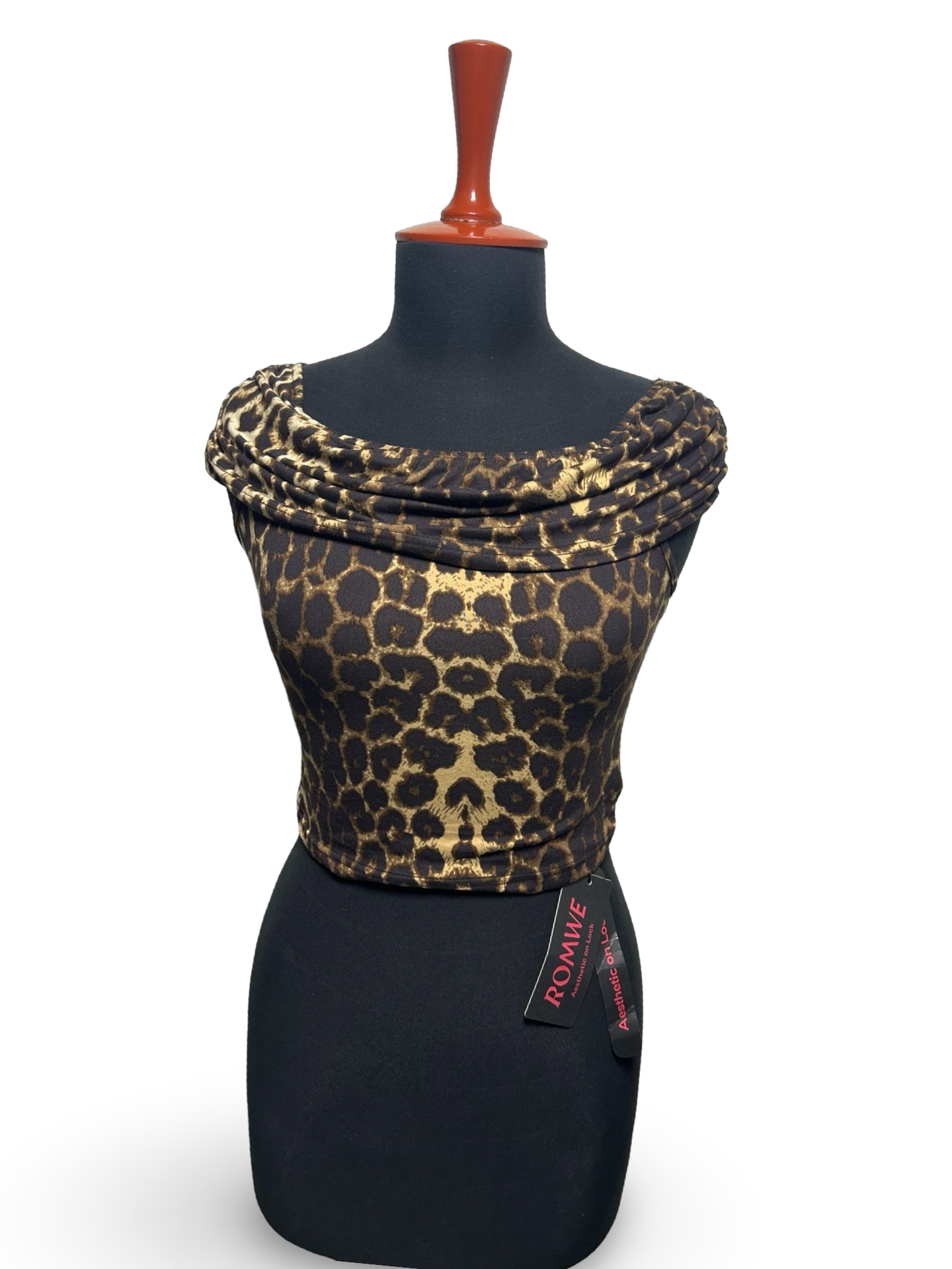 Romwe Square Neck Star And Leopard Print Tee