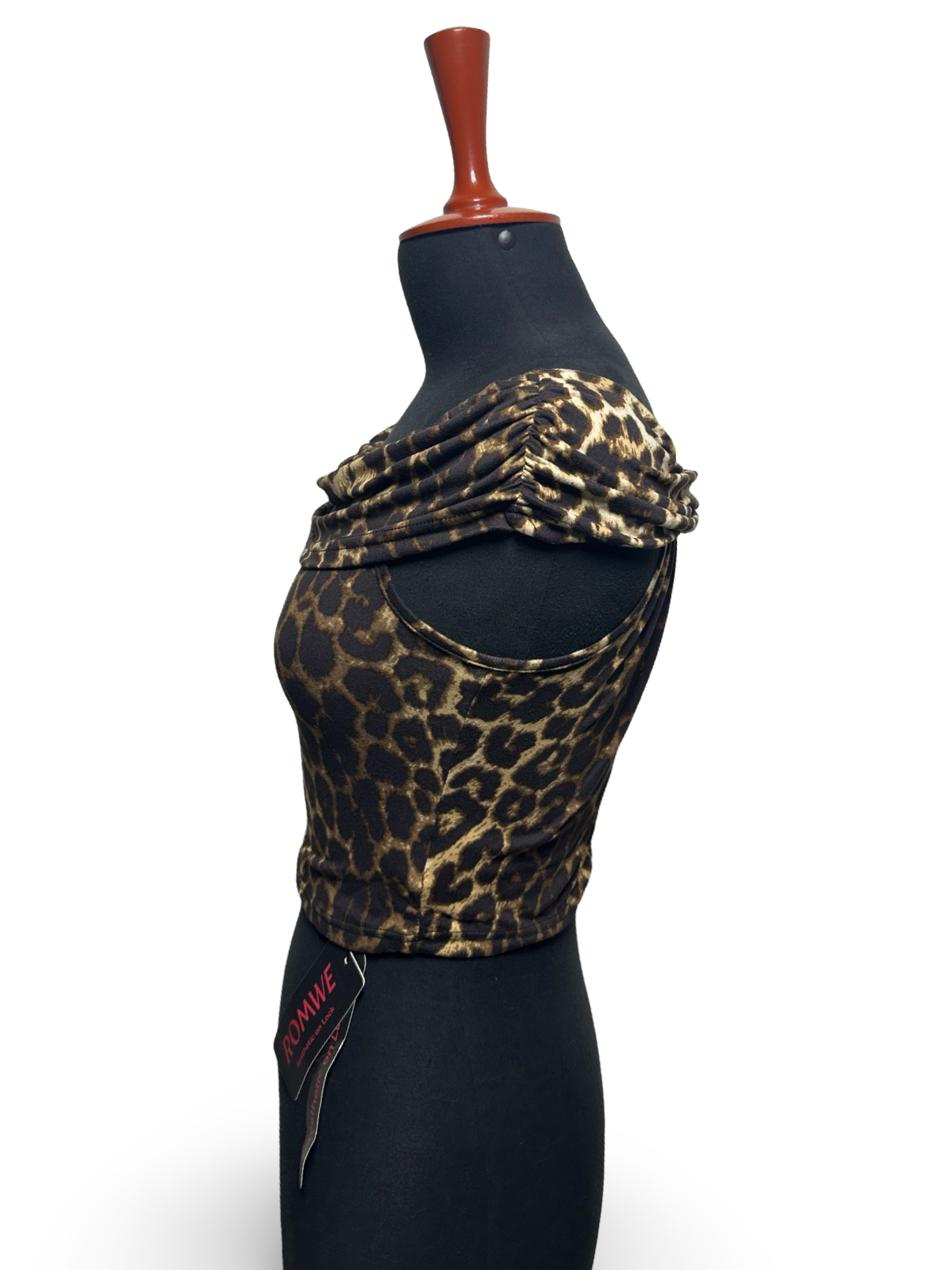 Romwe Square Neck Star And Leopard Print Tee