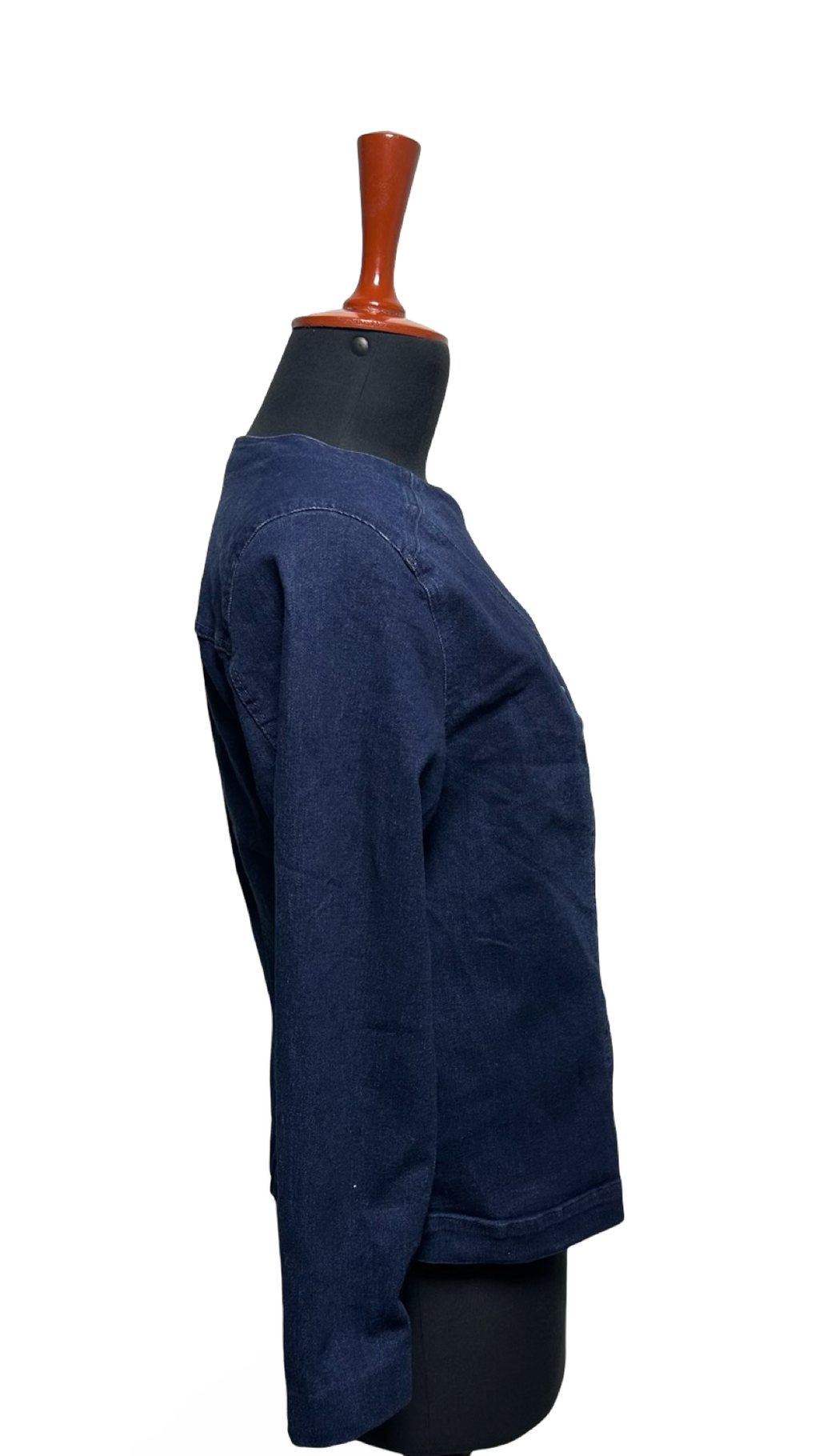 DG2 Collarless Stretch Denim Moto Jacket