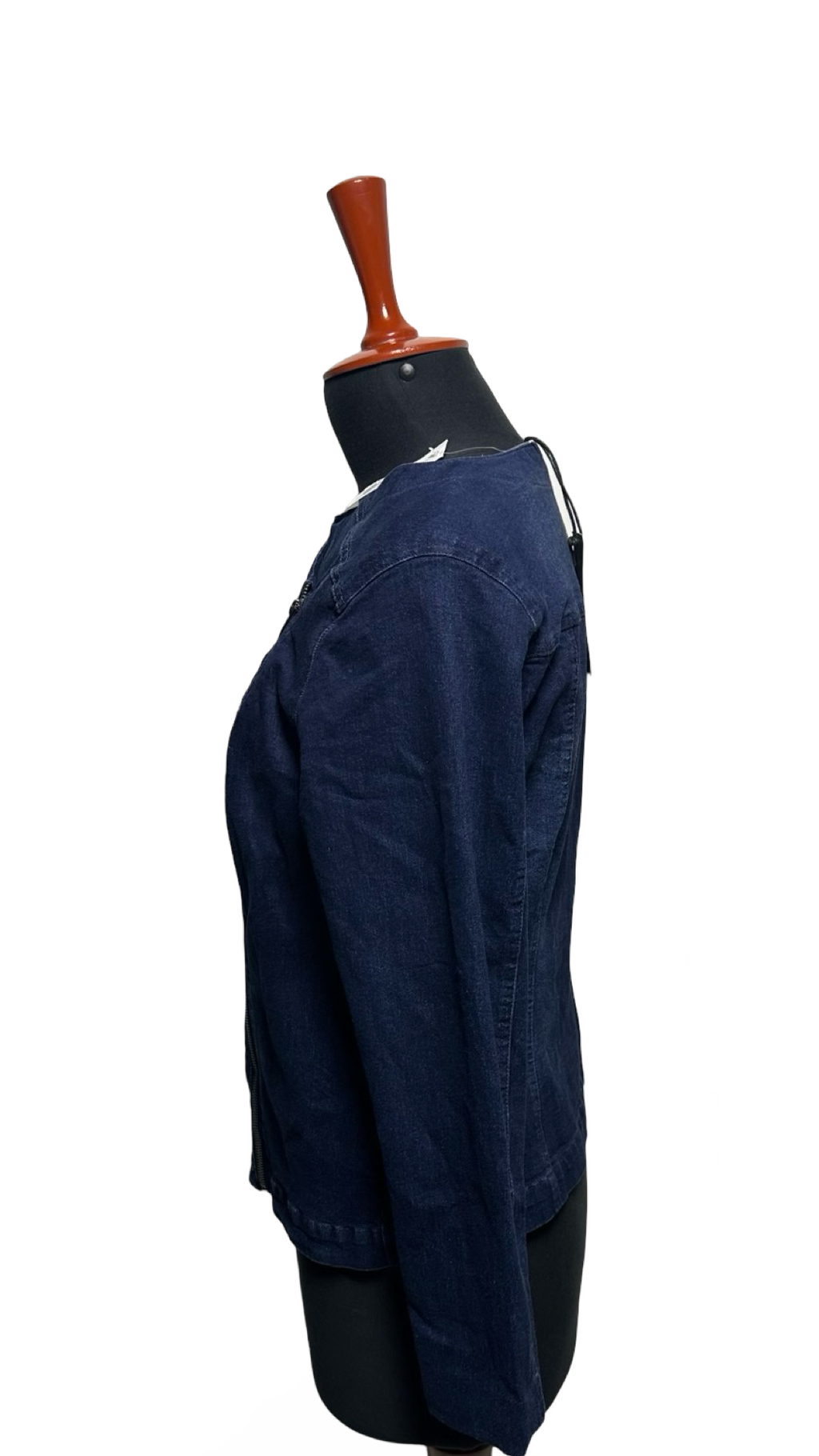 DG2 Collarless Stretch Denim Moto Jacket
