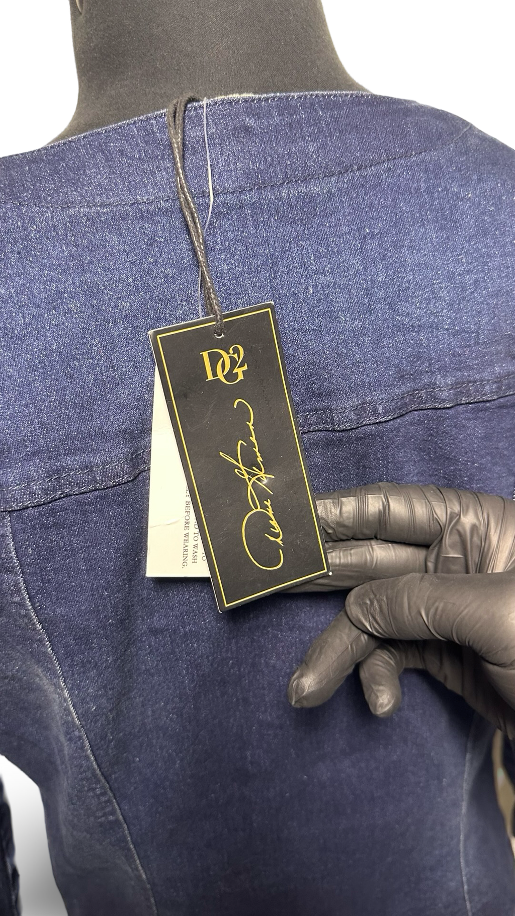 DG2 Collarless Stretch Denim Moto Jacket