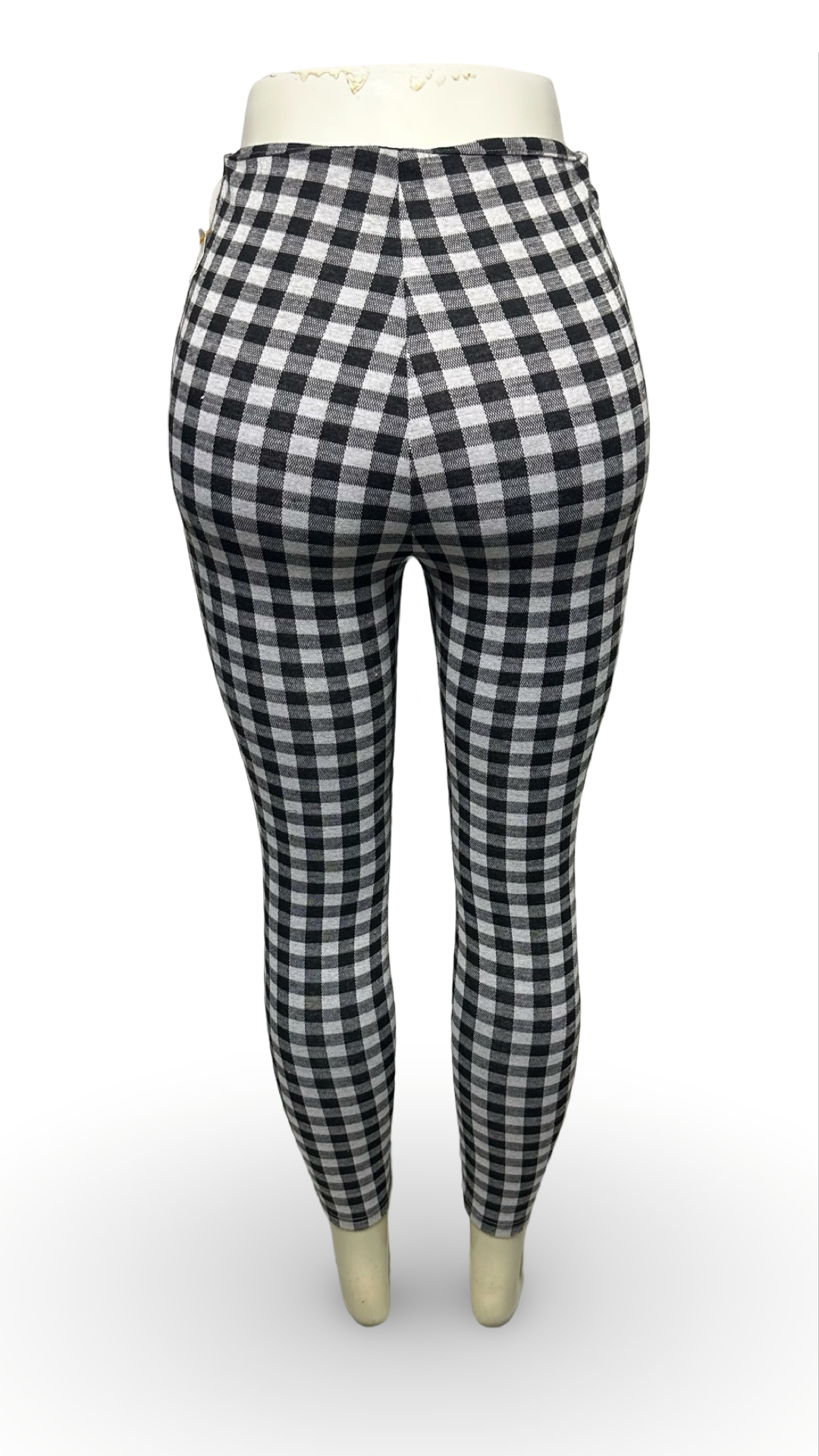 SHEIN Essnce Plaid High-Waist Slim Fit Long Pants