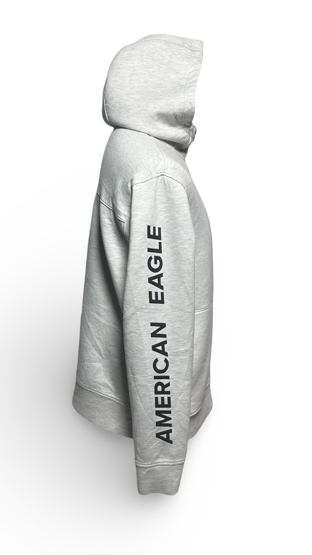American Eagle Logo Full Zip Gray Hoodie Jacket Arm Spellout Size L