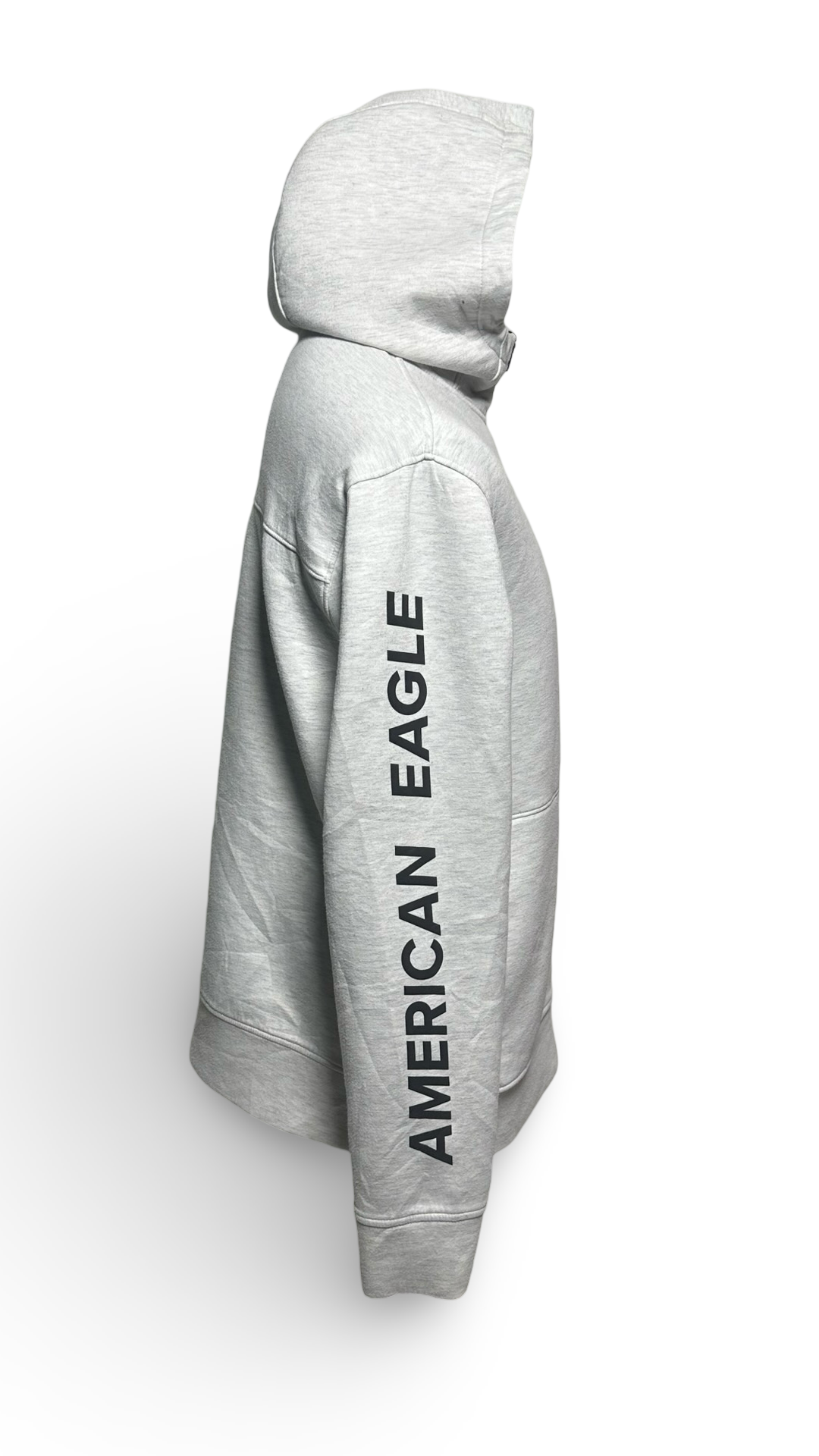 American Eagle Logo Full Zip Gray Hoodie Jacket Arm Spellout Size L