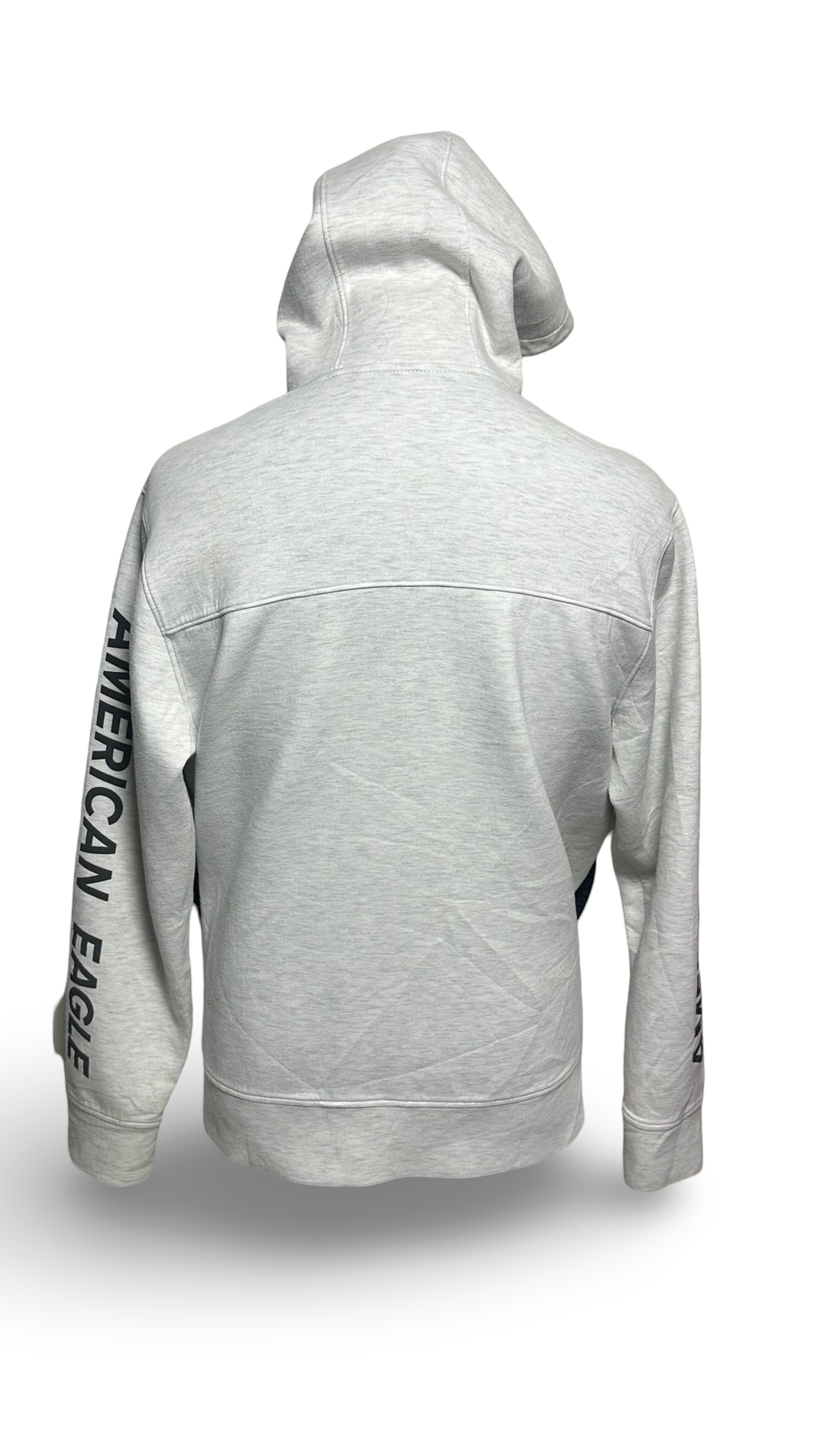 American Eagle Logo Full Zip Gray Hoodie Jacket Arm Spellout Size L
