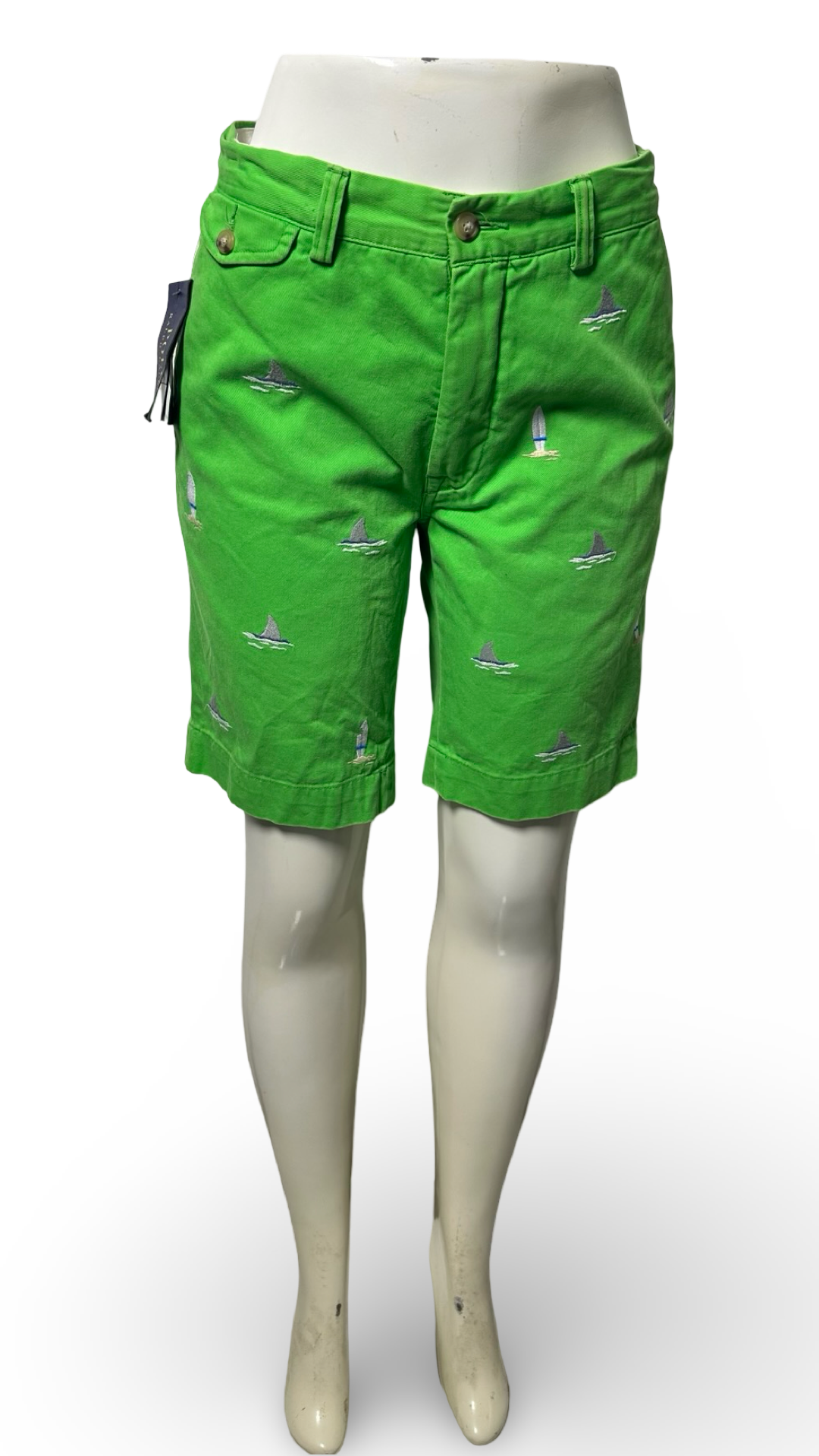 Polo by Ralph, Lauren, chino shorts, embroidered surfboard and shark