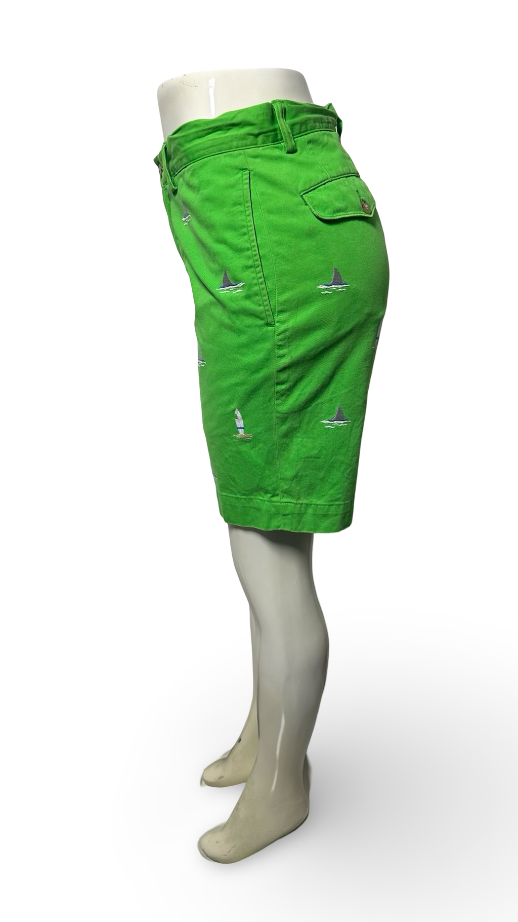 Polo by Ralph, Lauren, chino shorts, embroidered surfboard and shark