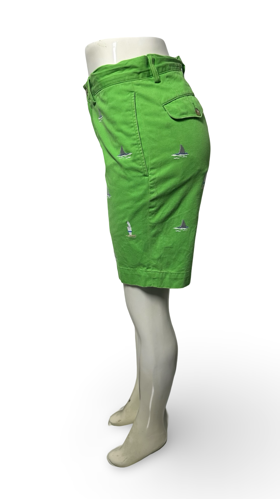 Polo by Ralph, Lauren, chino shorts, embroidered surfboard and shark