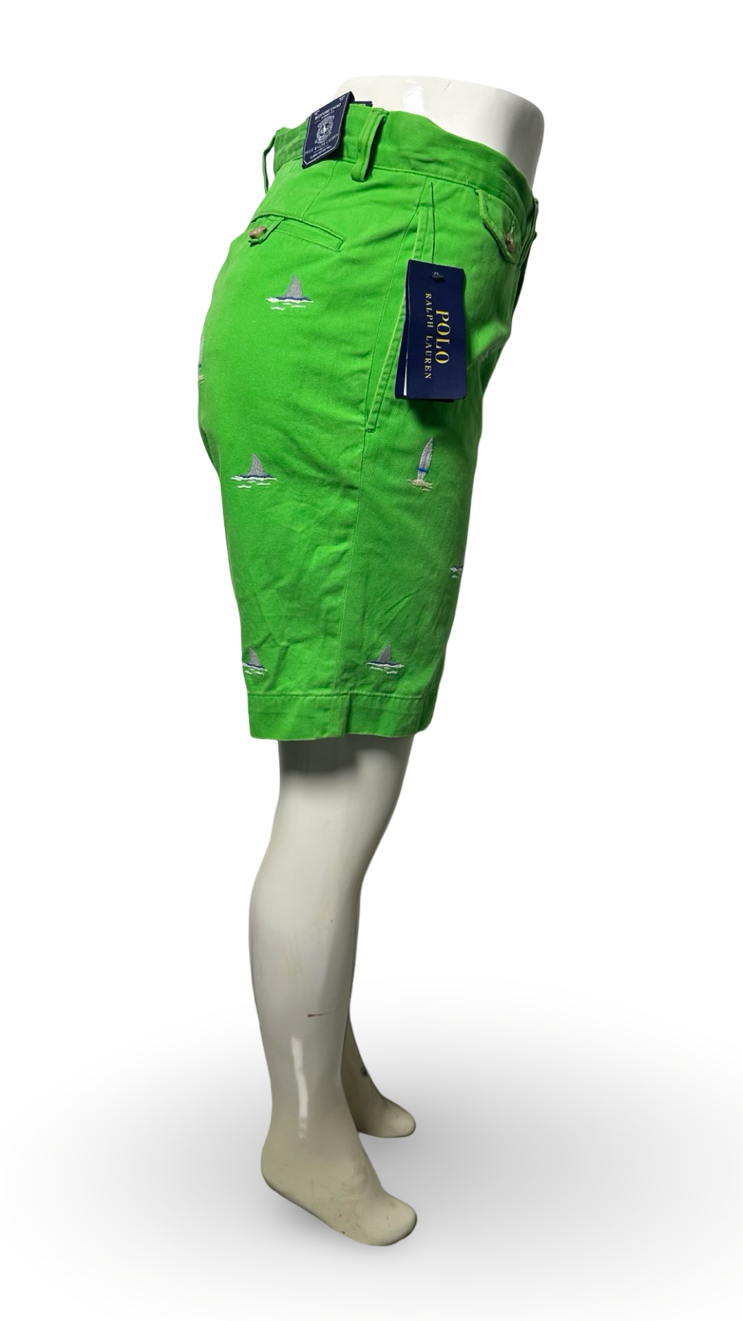 Polo by Ralph, Lauren, chino shorts, embroidered surfboard and shark