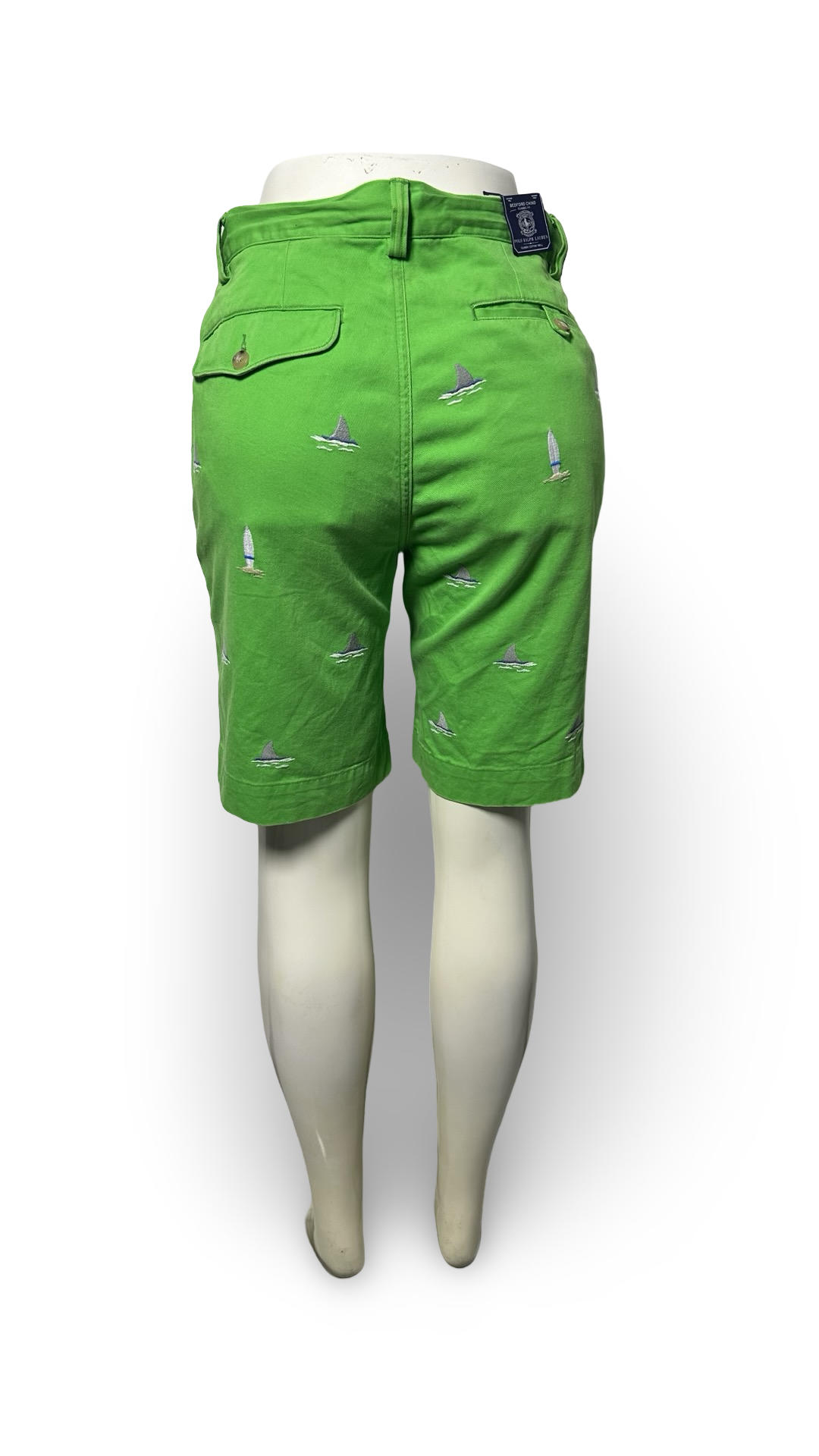 Polo by Ralph, Lauren, chino shorts, embroidered surfboard and shark