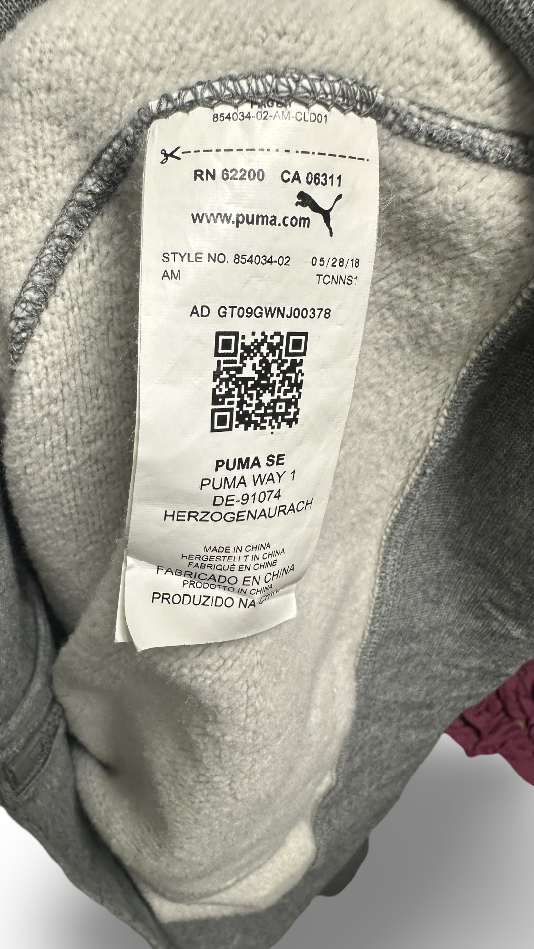 New Puma- Classics Logo Full Zip Hoodie Grey Heather Size Large