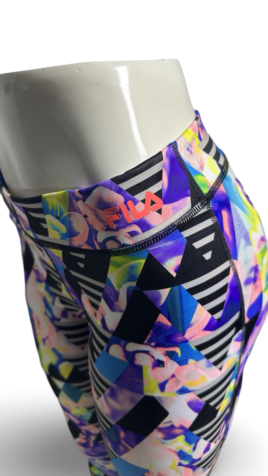 Fila Performance Pants Woman Athletic Running Crop Abstract Colorful