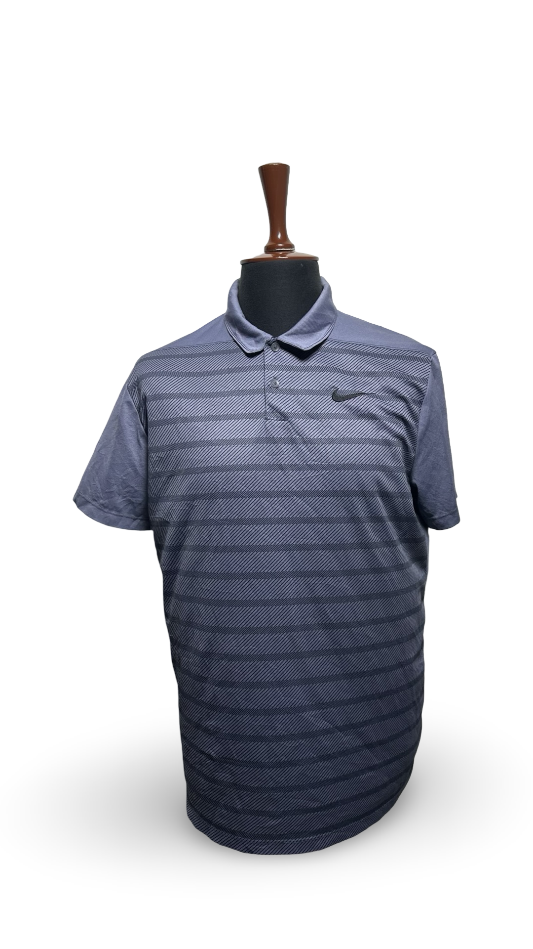 Nike Polo Shirt Mens Nautical White Dry Vapor Stripe Golf Performance