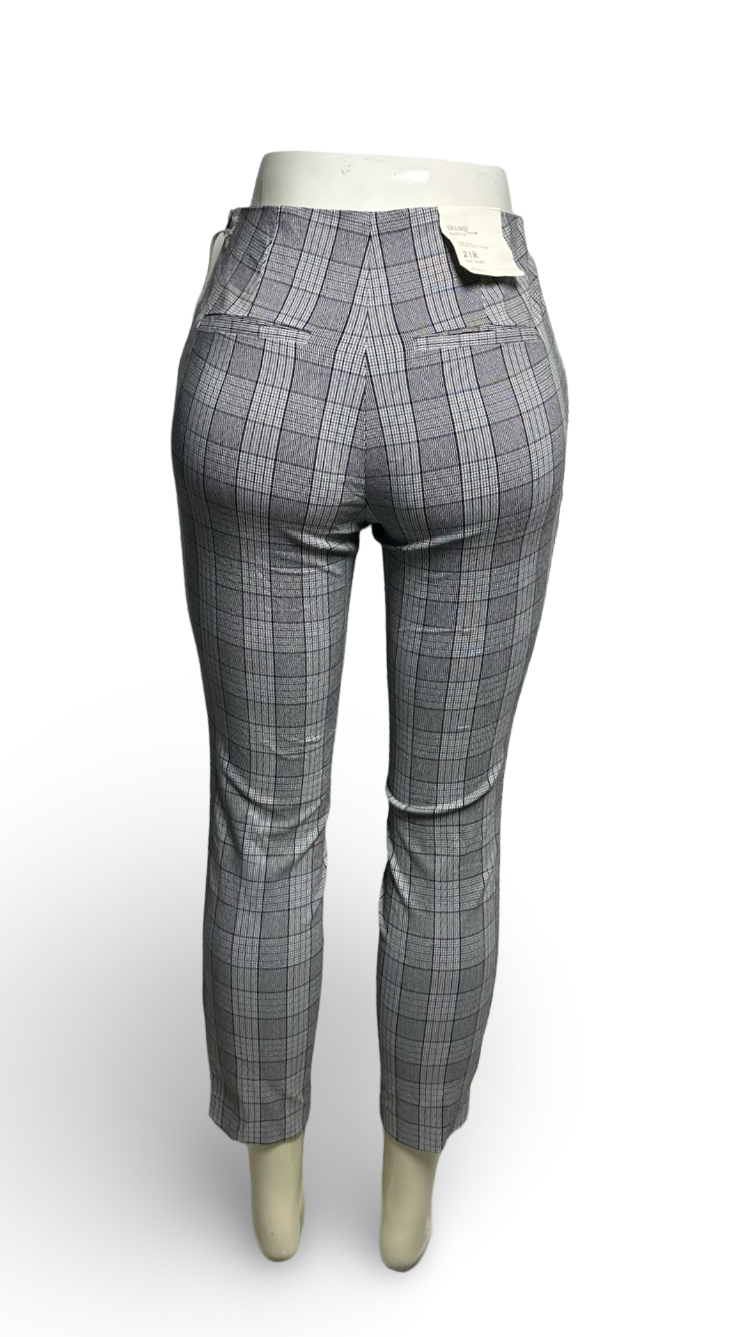 High-Rise Skinny Ankle Pants - A New Day Gray Plaid Women's Size 2R stretch
