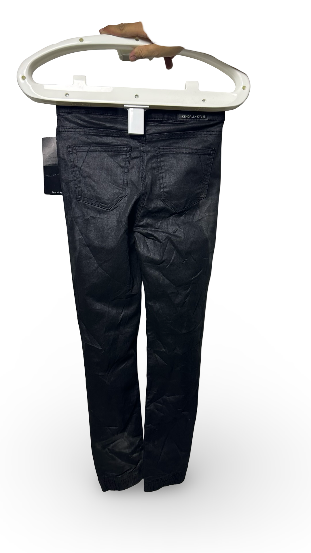 Kendall + Kylie The Jogger Coated Black Jeans Size XS Gathered Bottom