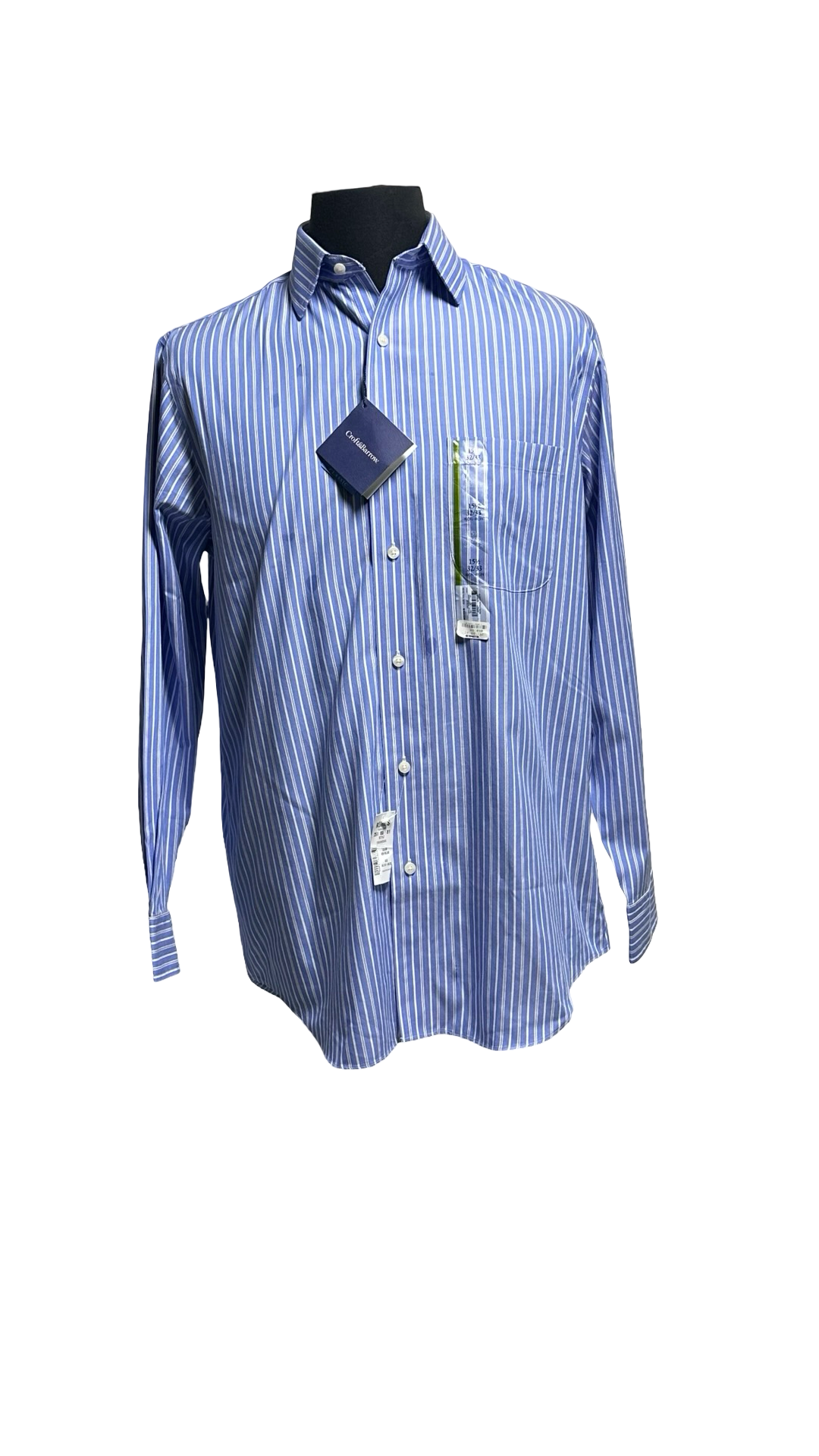 NWT Croft & Barrow Dress Shirt Men's 15.5 - 32/33 Blue w Stripes Cotton MSRP $60NWT