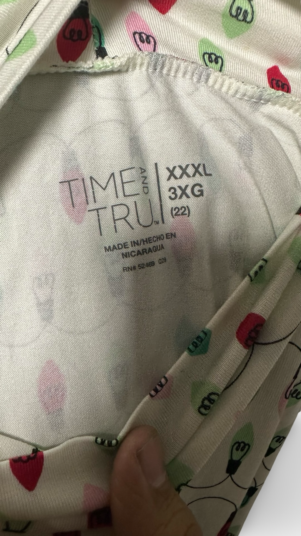 Time & Tru Women's S Christmas Lights Pattern Long Sleeve Mock Neck Fitted Pullover Top