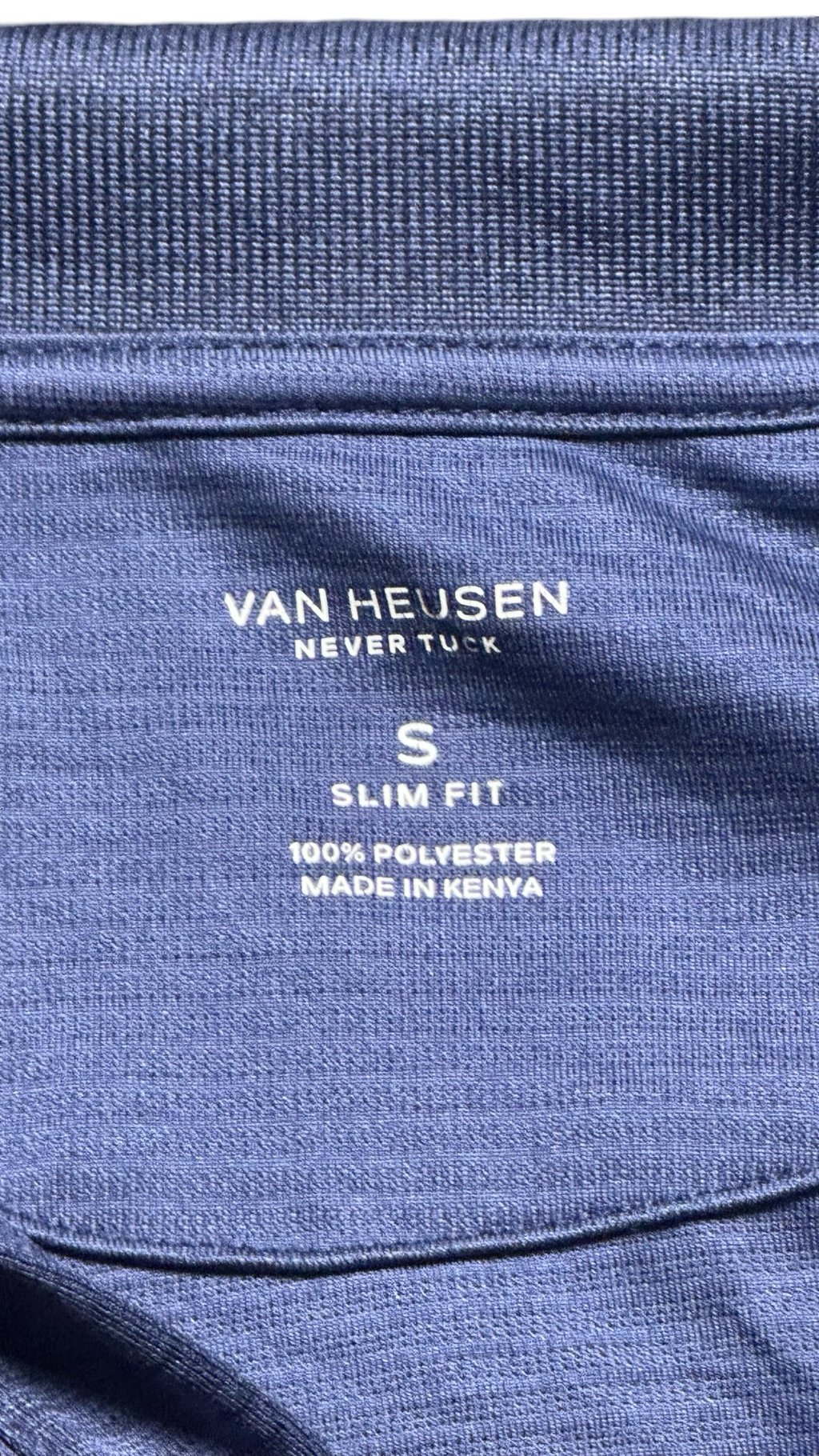 Van Huesen Never tuck mens navy blue slim fit polo