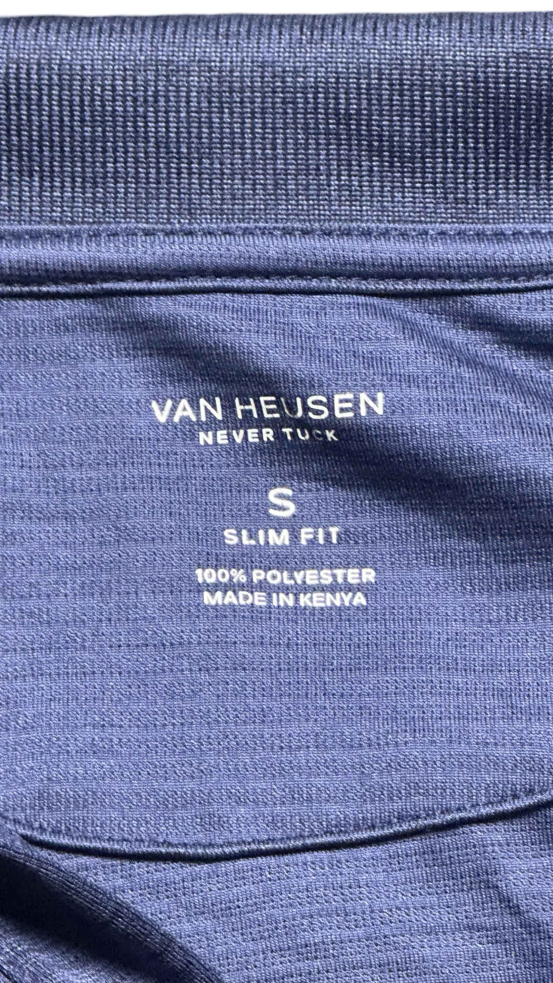 Van Huesen Never tuck mens navy blue slim fit polo