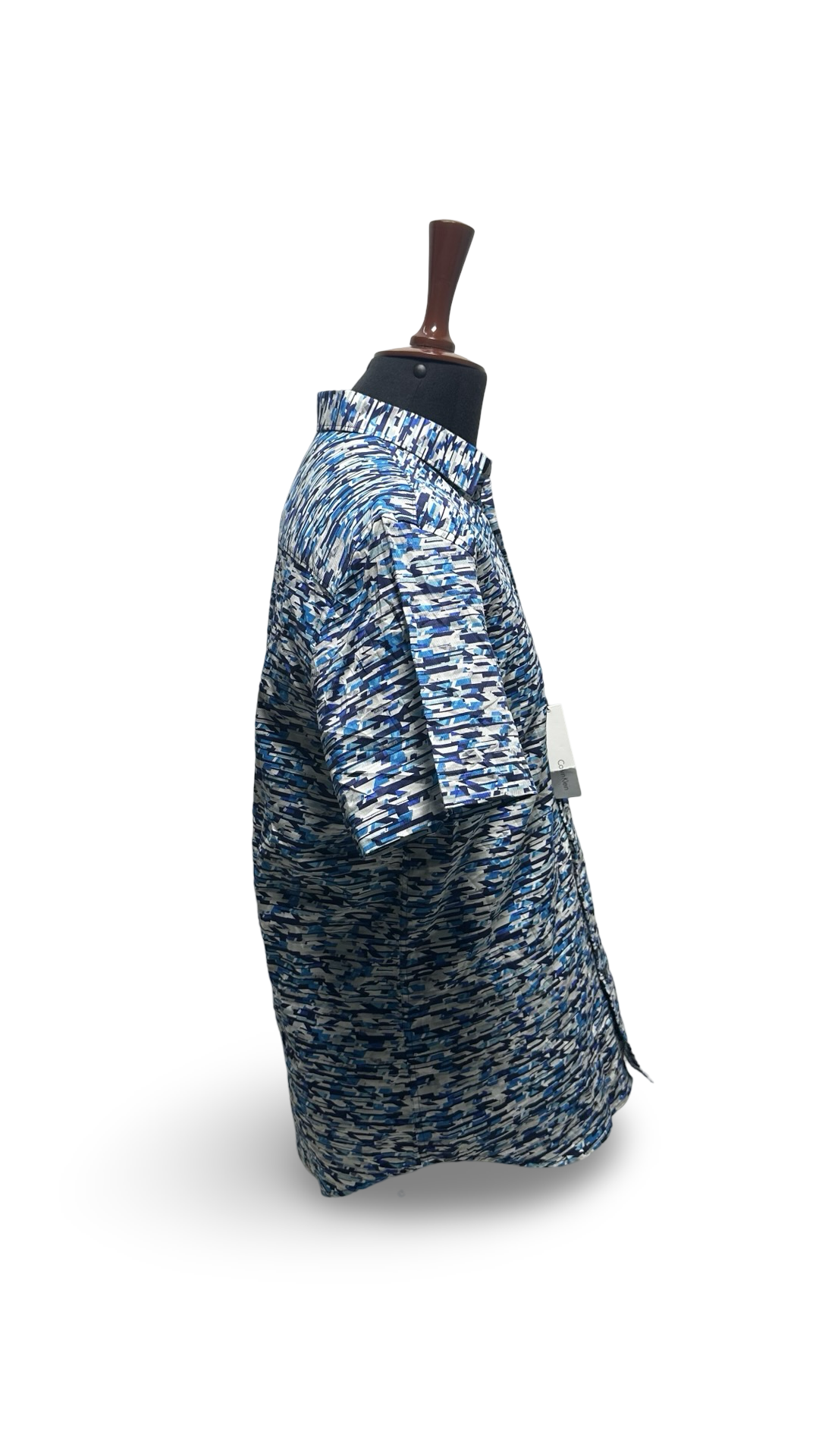 Calvin Klein Mens Pixelated Button Up Shirt, Blue, large