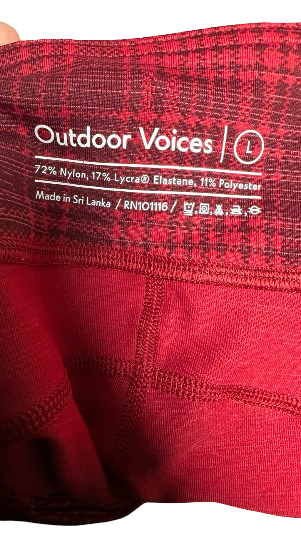 Outdoor Voices Women’s checked pattern Nylon Leggings/ tights Red colour