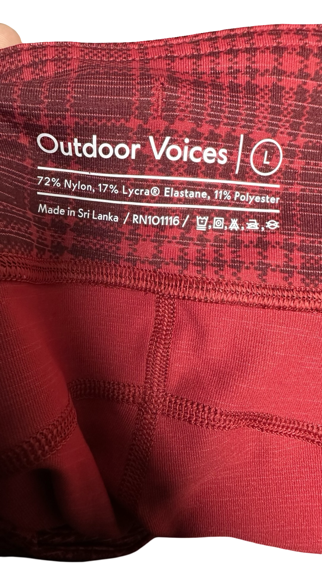 Outdoor Voices Women’s checked pattern Nylon Leggings/ tights Red colour