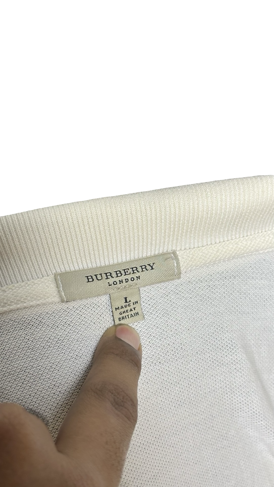 Men Burberry London Polo Shirt Button Front Tee T-shirt Top White Checker Large