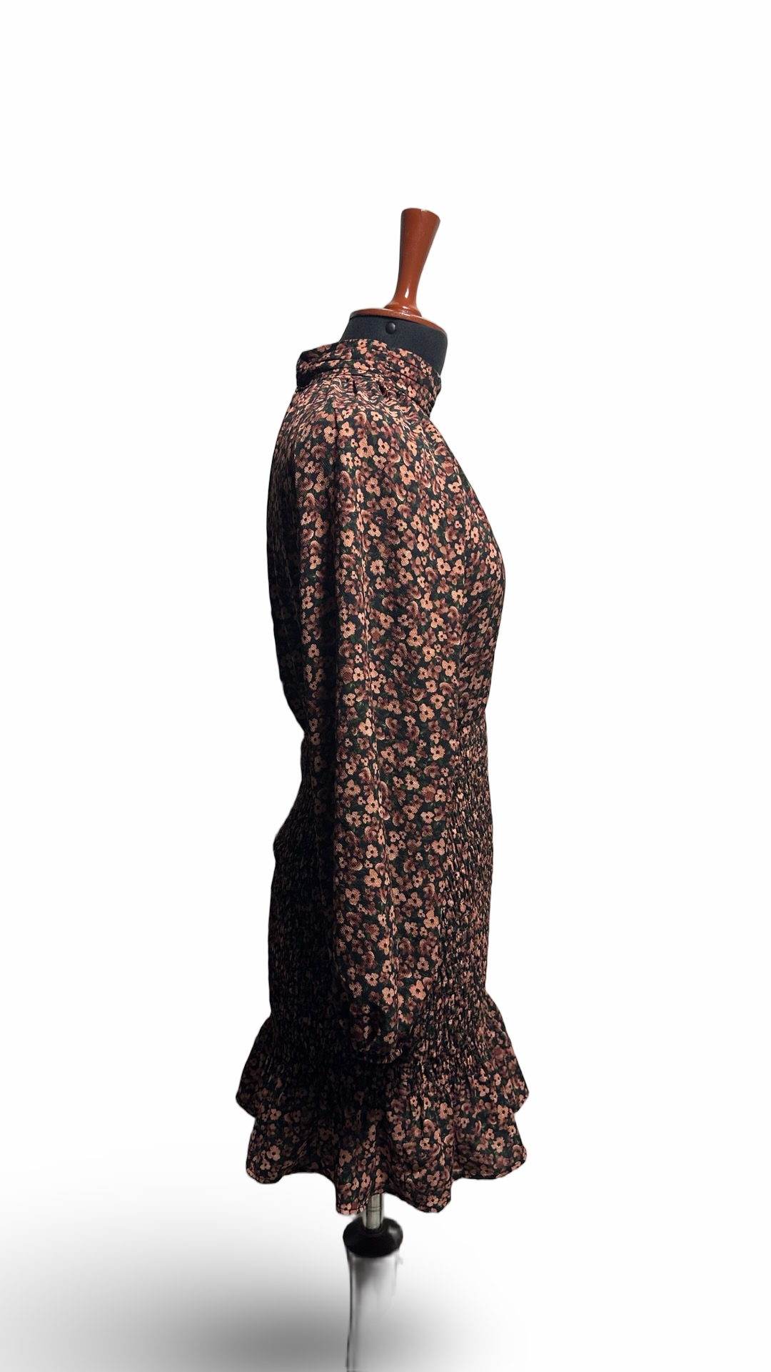 Zara ditsy floral Long sleeve Smoke Ruffle dress Size Small