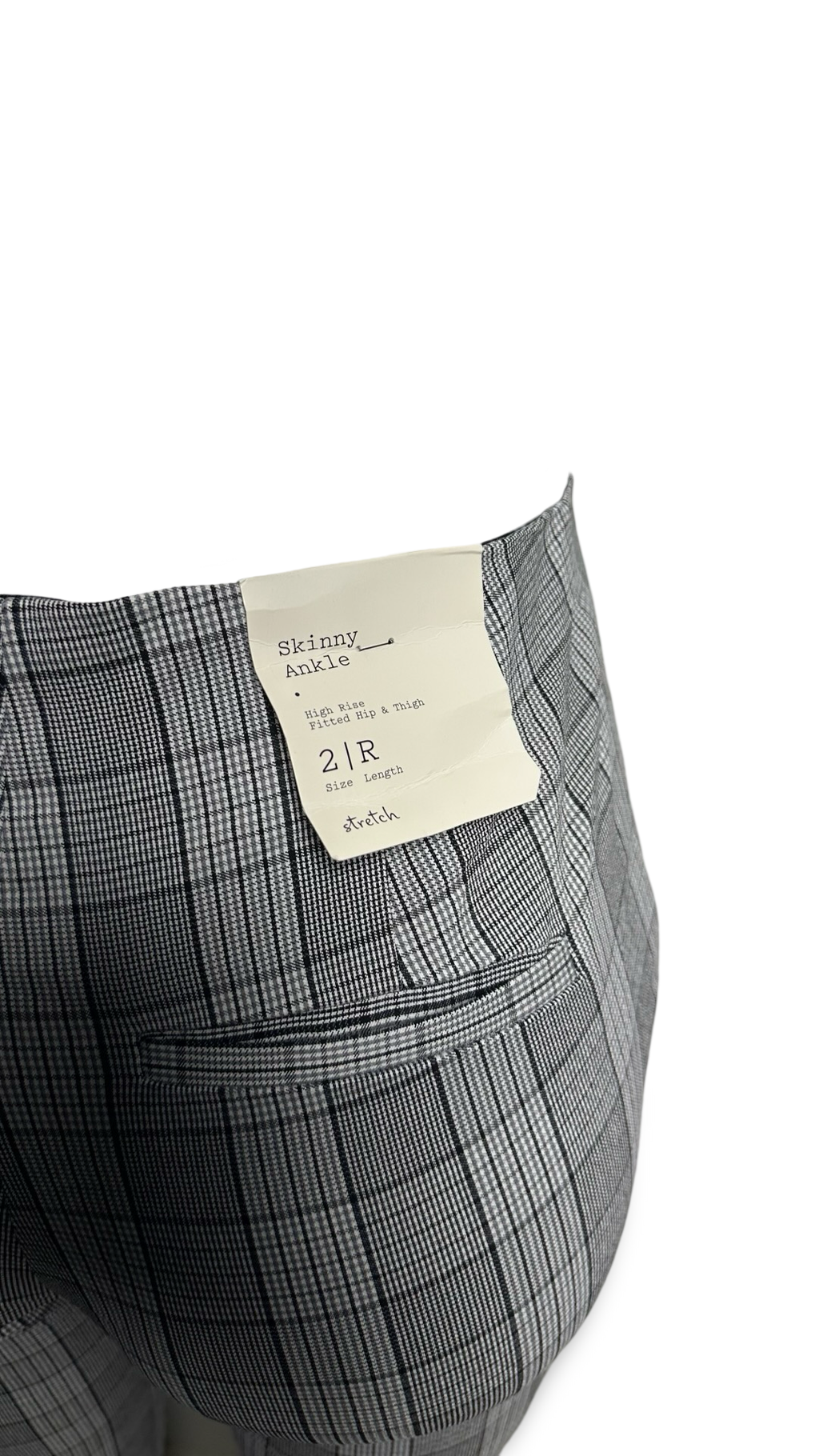 High-Rise Skinny Ankle Pants - A New Day Gray Plaid Women's Size 2R stretch