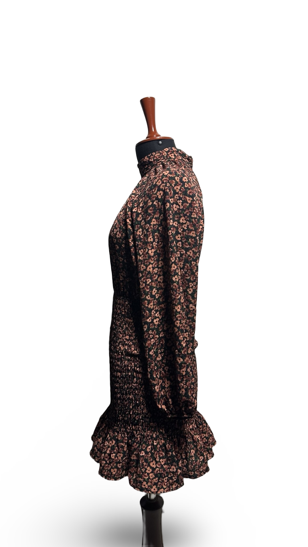 Zara ditsy floral Long sleeve Smoke Ruffle dress Size Small