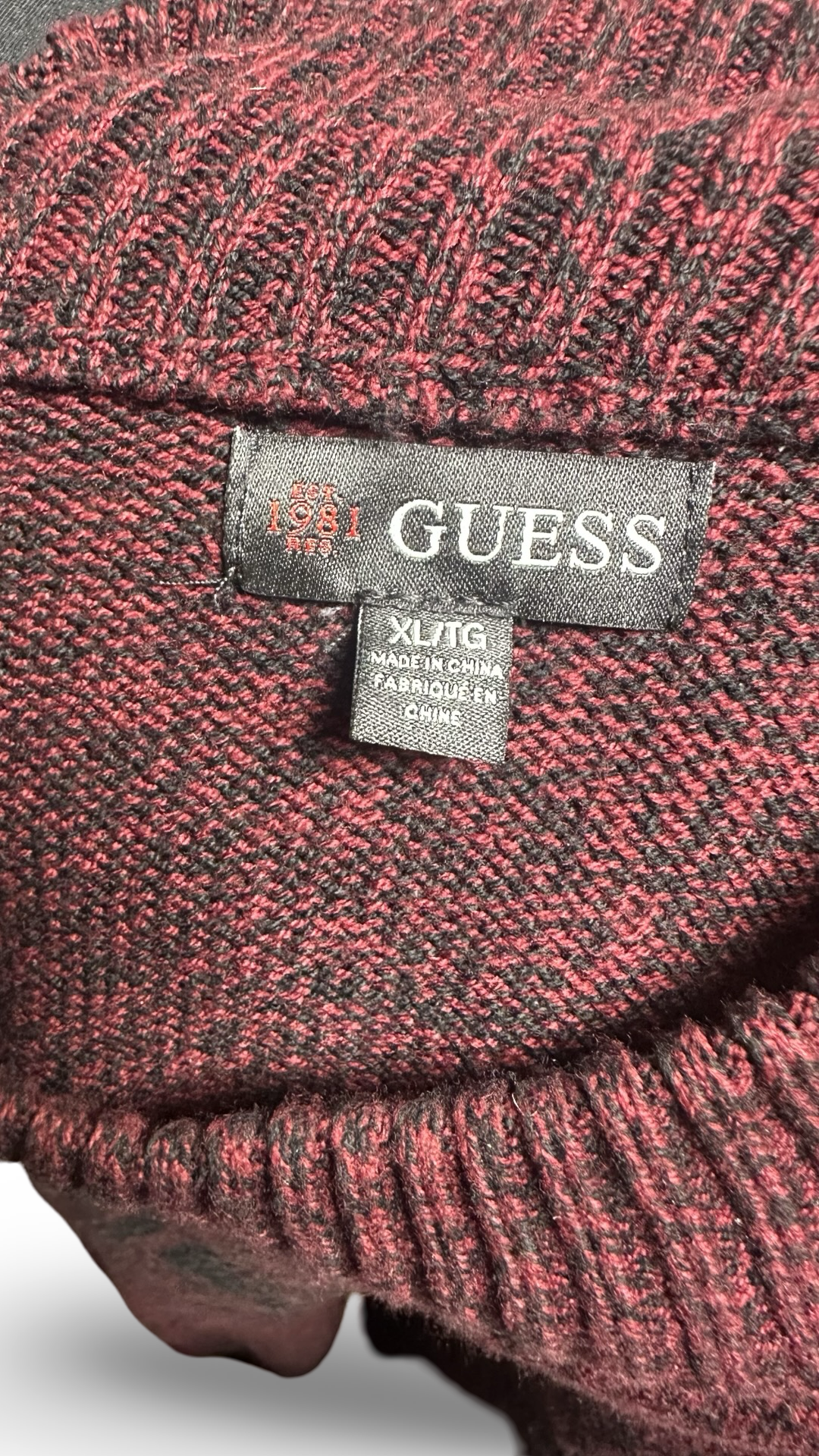 GUESS MENS Herren Pullover strickware maroon size xl
