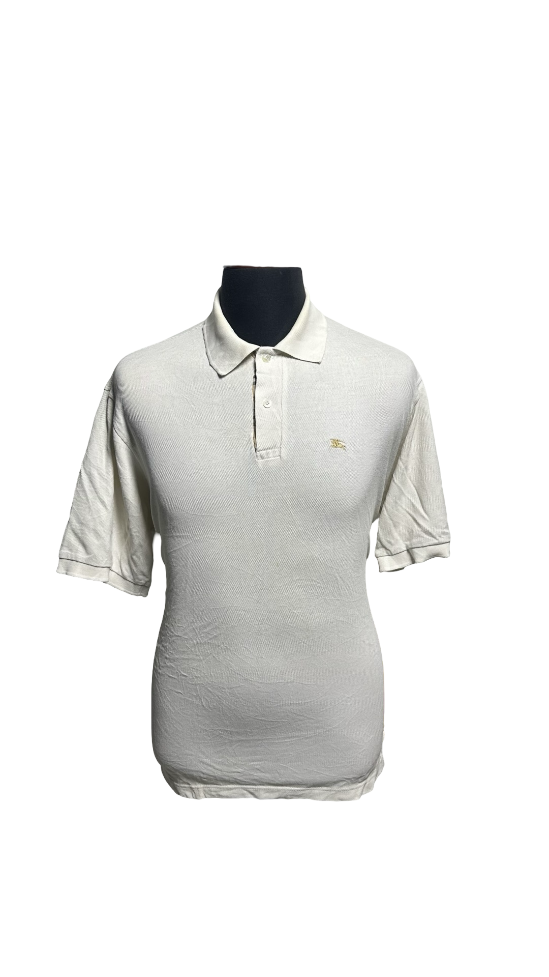 Men Burberry London Polo Shirt Button Front Tee T-shirt Top White Checker Large