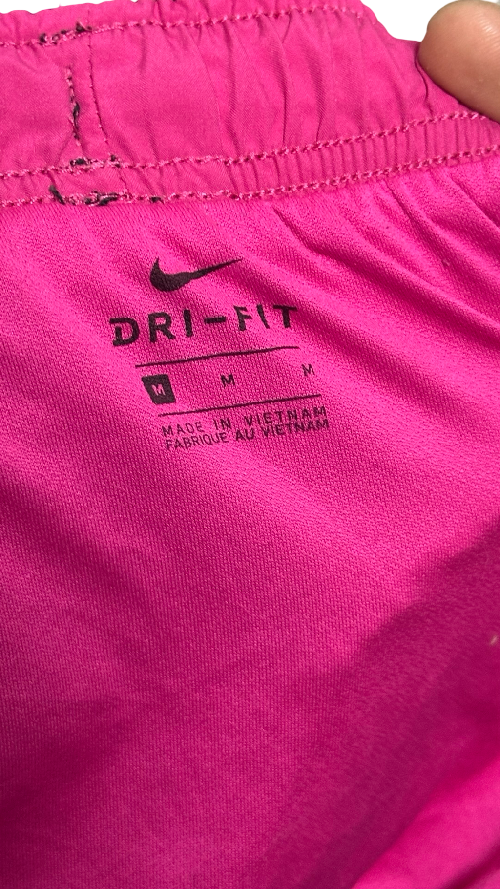 Nike Dri-Fit Women's Black And Pink Elastic Waist Gym Shorts Size Medium