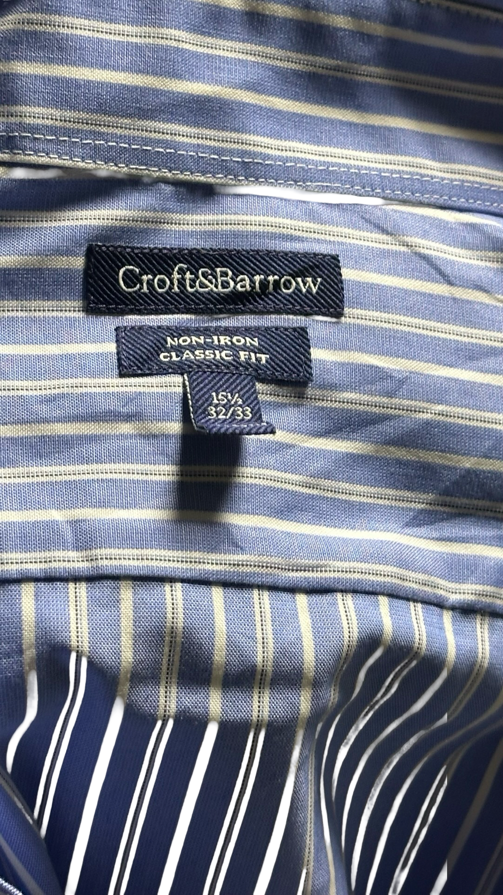 NWT Croft & Barrow Dress Shirt Men's 15.5 - 32/33 Blue w Stripes Cotton MSRP $60NWT