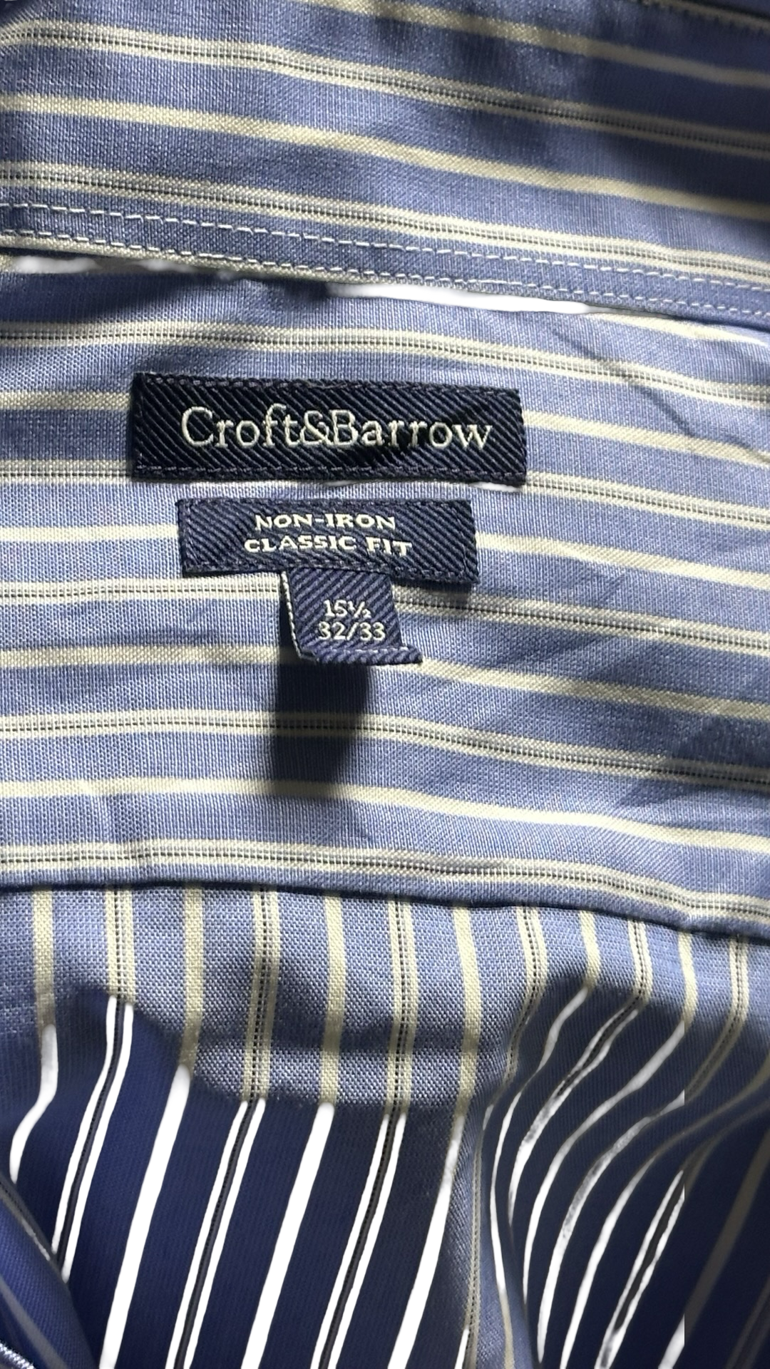 NWT Croft & Barrow Dress Shirt Men's 15.5 - 32/33 Blue w Stripes Cotton MSRP $60NWT