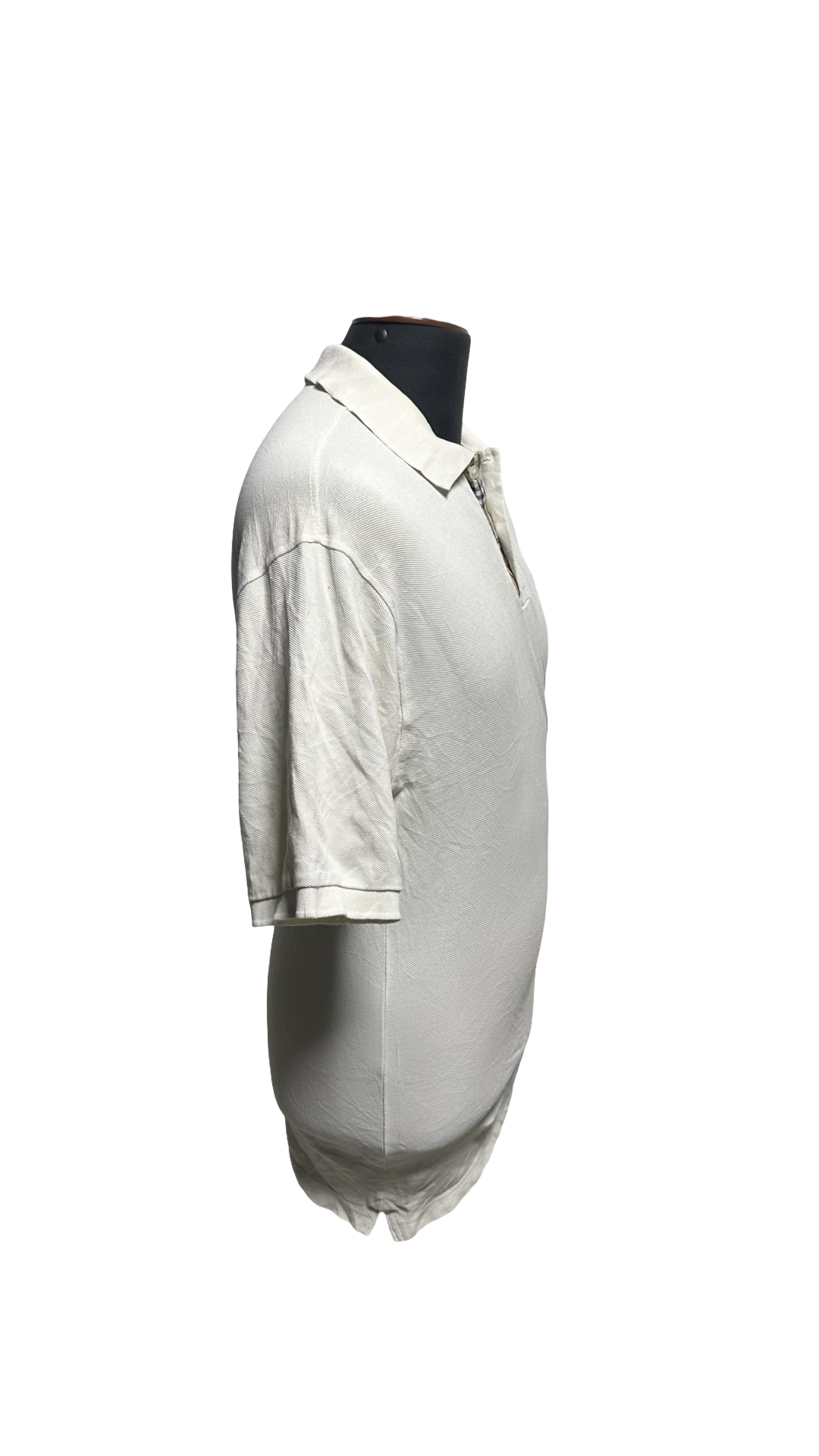 Men Burberry London Polo Shirt Button Front Tee T-shirt Top White Checker Large