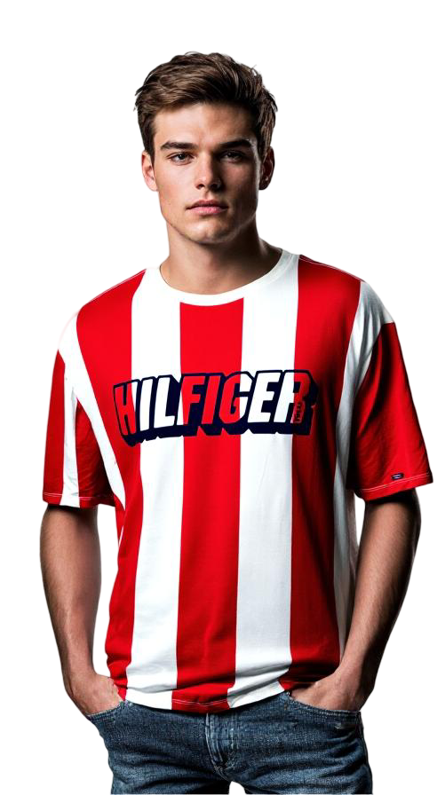 TOMMY HILFIGER VERTICAL STRIPES MENS T-SHIRT