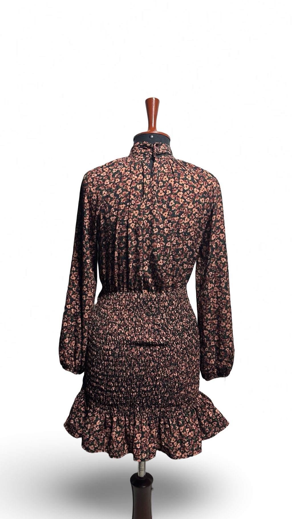 Zara ditsy floral Long sleeve Smoke Ruffle dress Size Small