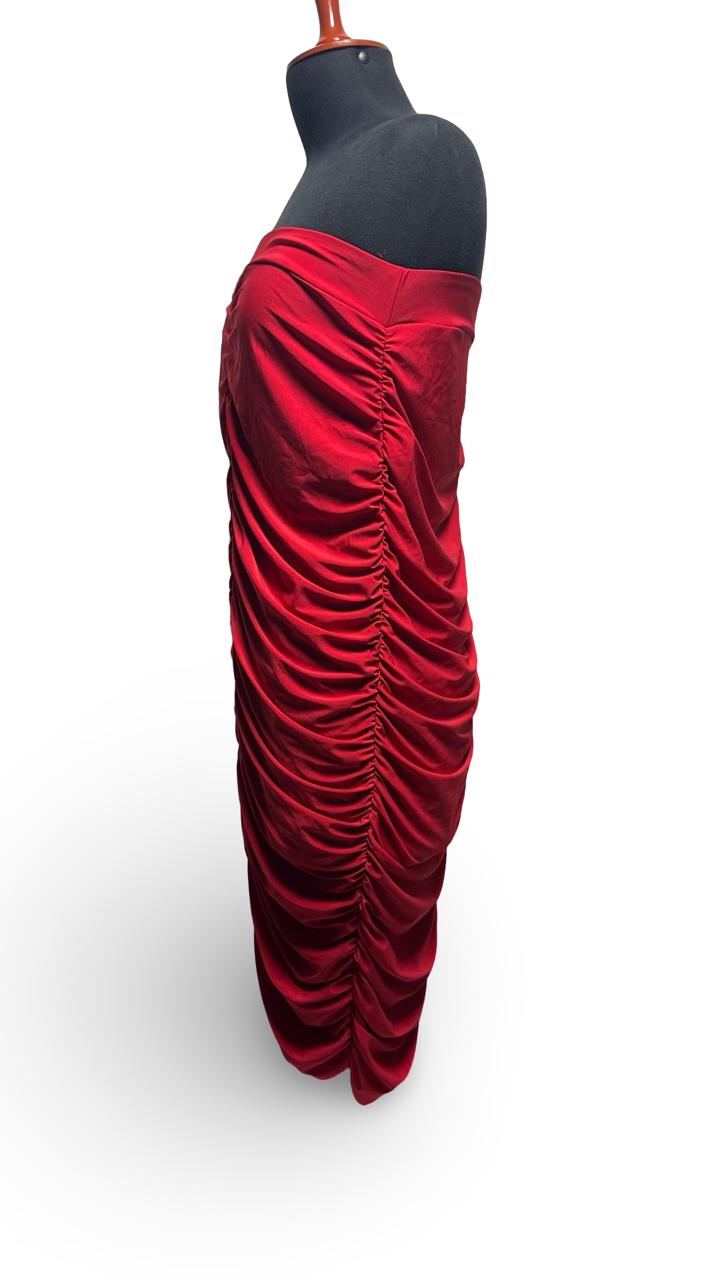 Fashion Nova Women's Sexy Ruched Strapless Bodycon Tube Maxi Long Club Dress