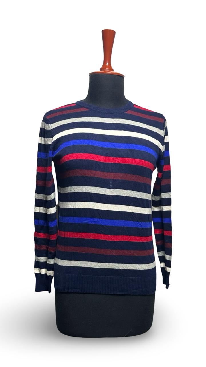 Place Womens Stripe Sweater Belle Noel Crewneck Pullover