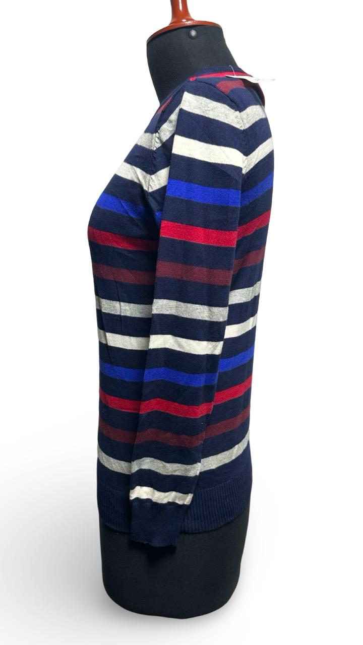Place Womens Stripe Sweater Belle Noel Crewneck Pullover